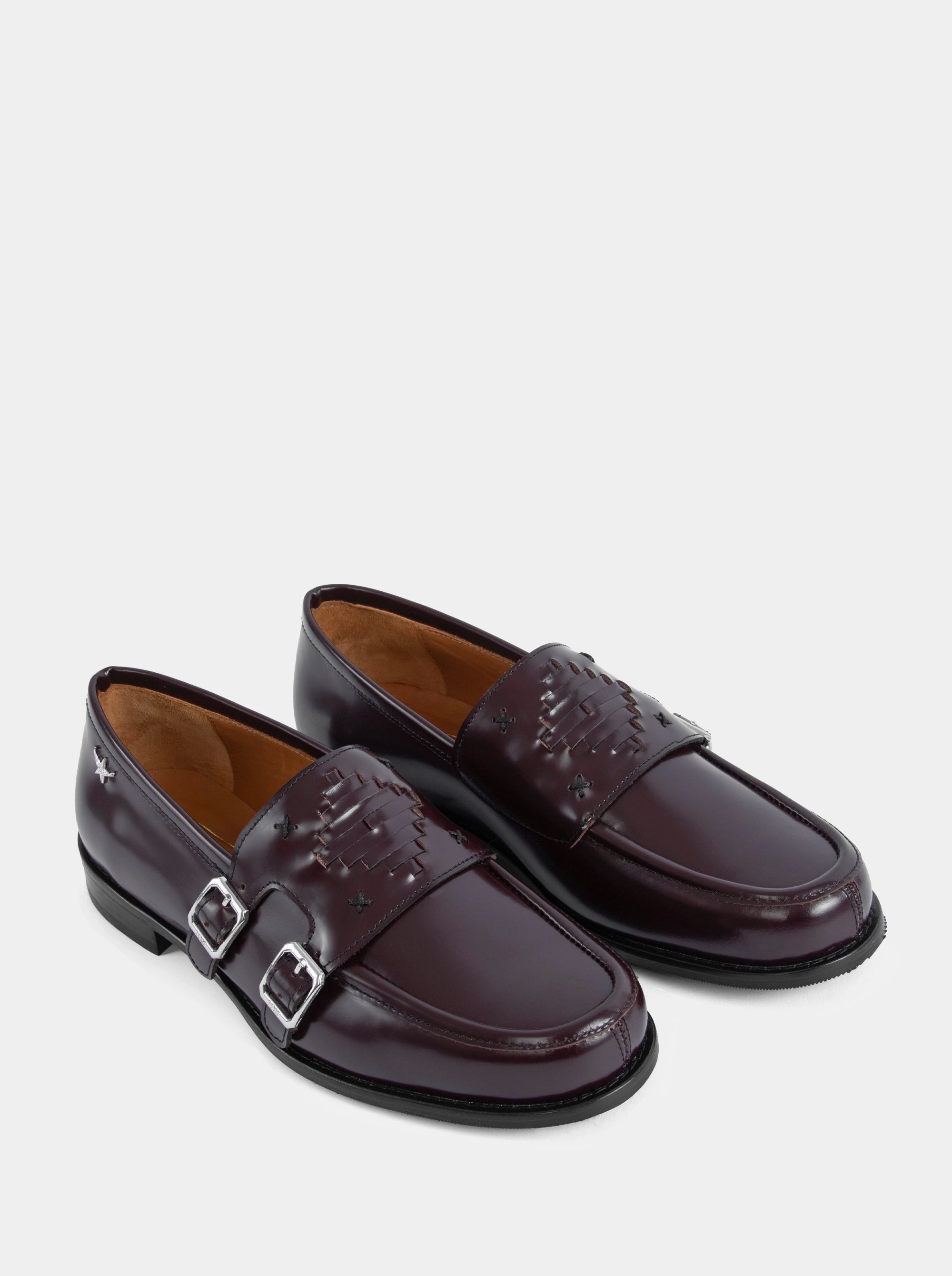 THE BARONESS BURGUNDY BRUSHED SHOES