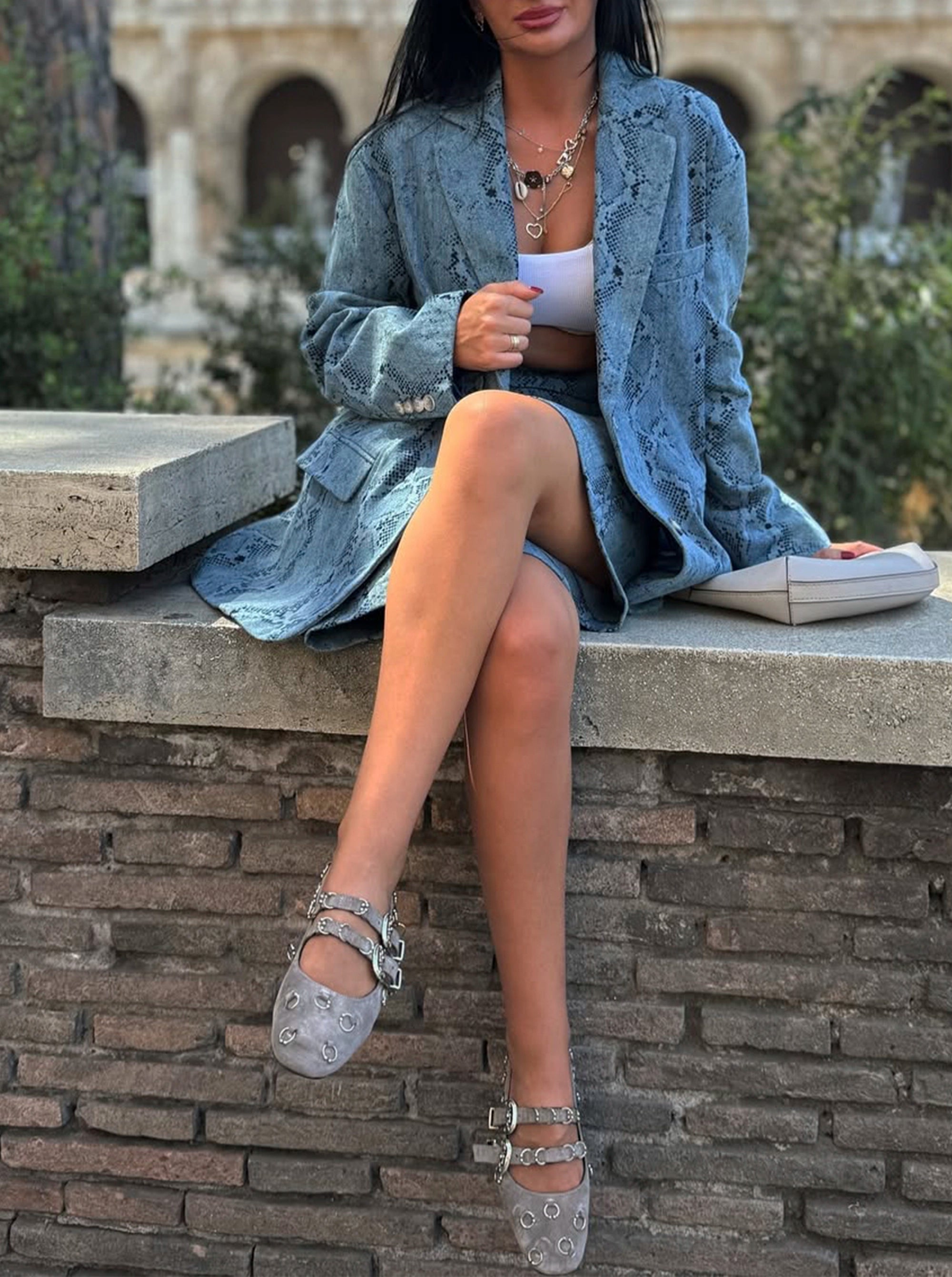 TOUCH GRAY SUEDE BALLET FLATS