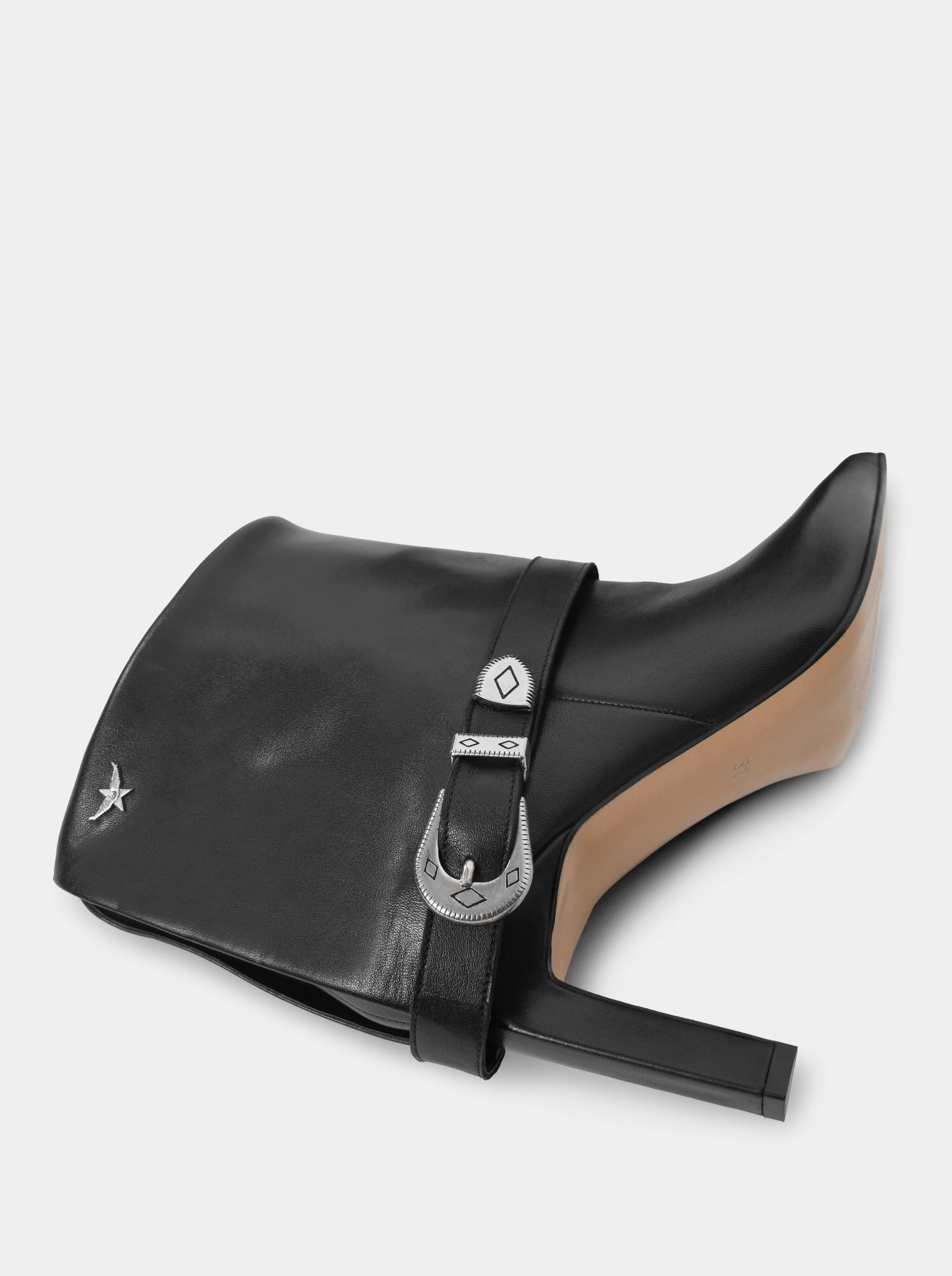 TROY BLACK LEATHER BOOTIES