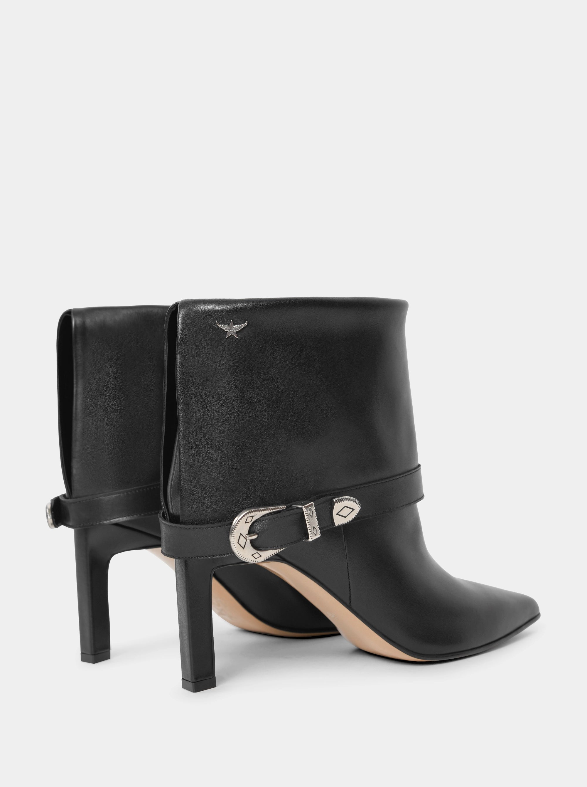 TROY BLACK LEATHER BOOTIES