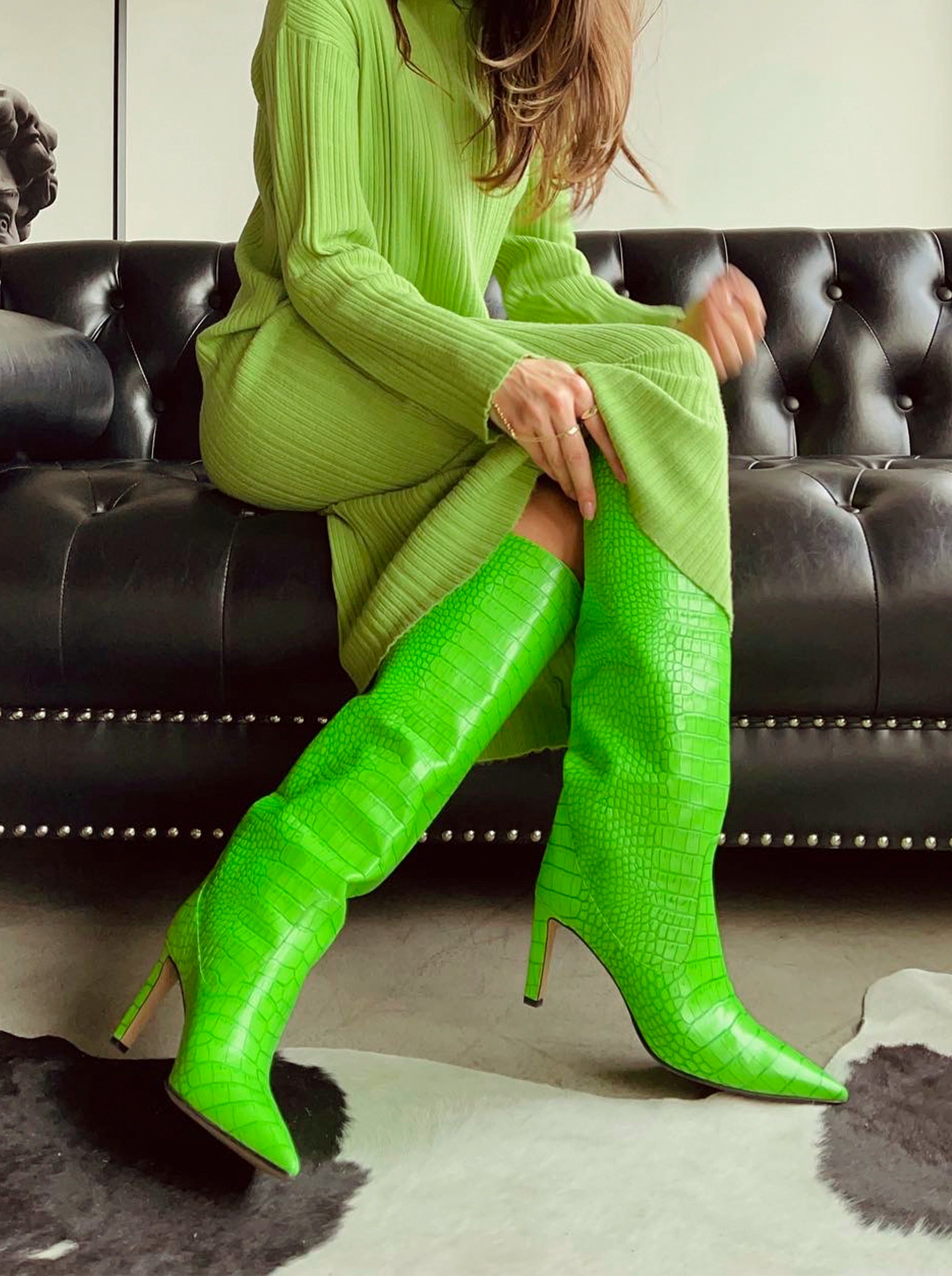 VISCA GREEN CROCO BOOTS