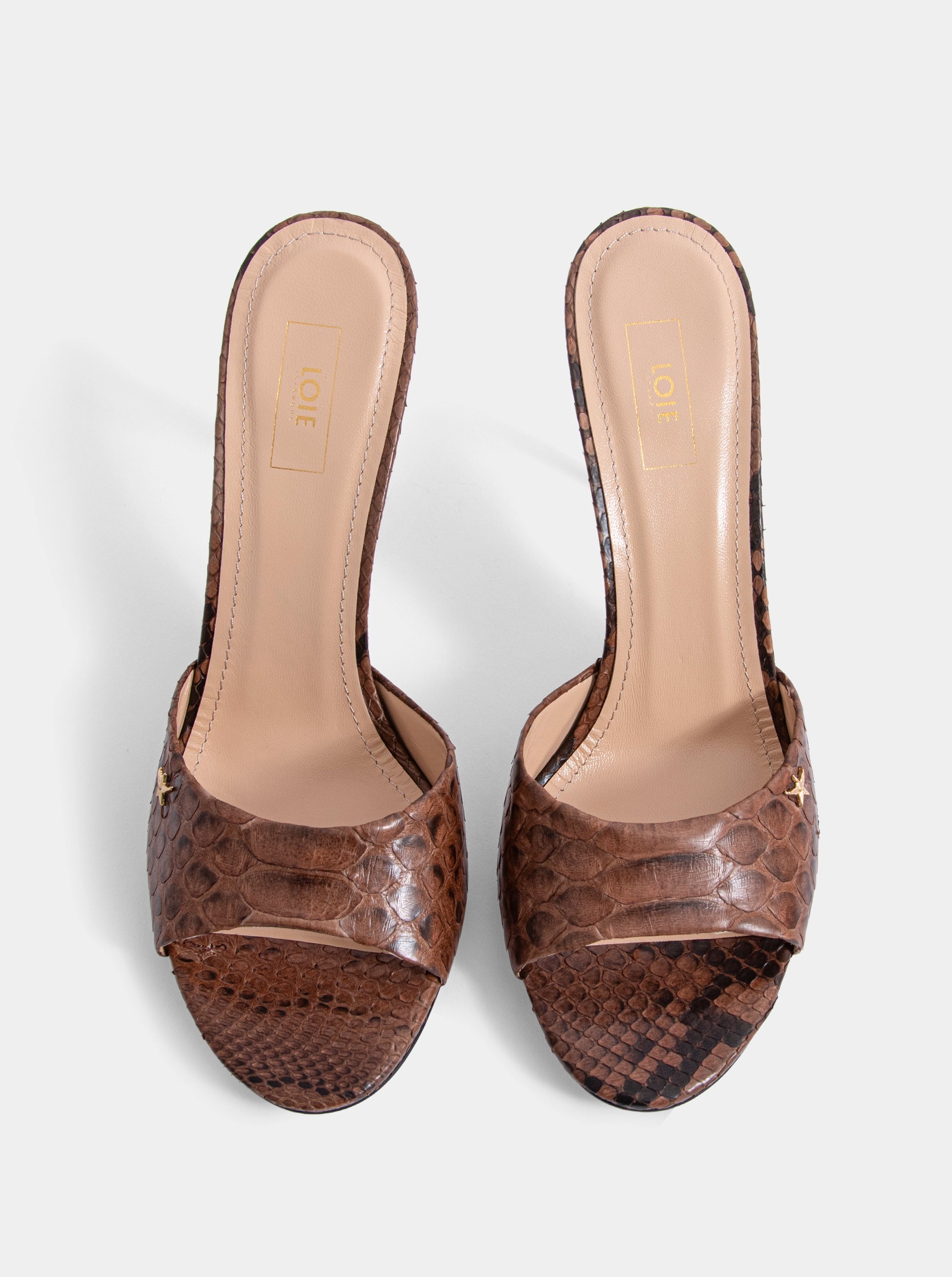 WANDER CARAMEL PYTHON SLIPPERS