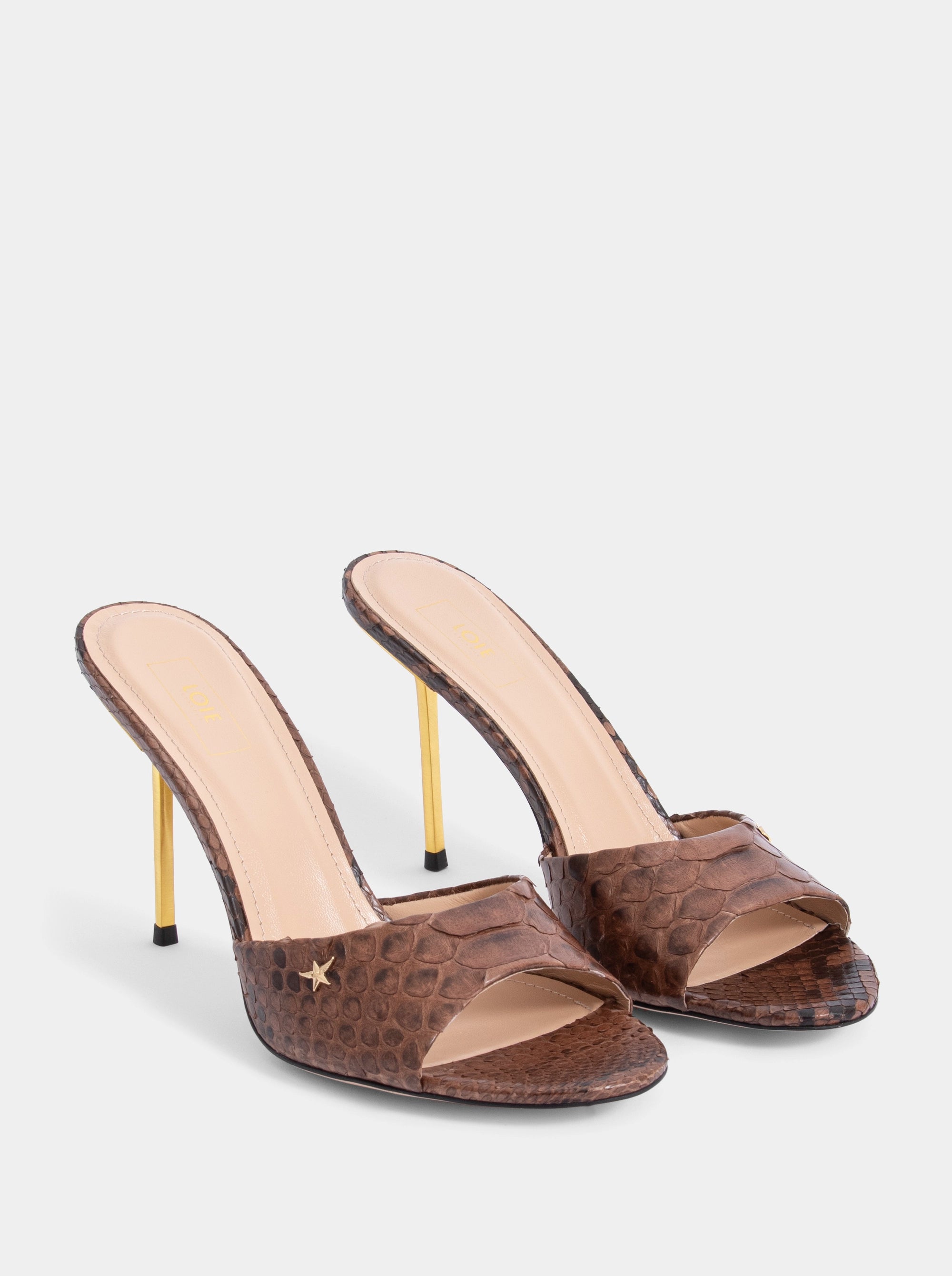 WANDER CARAMEL PYTHON SLIPPERS