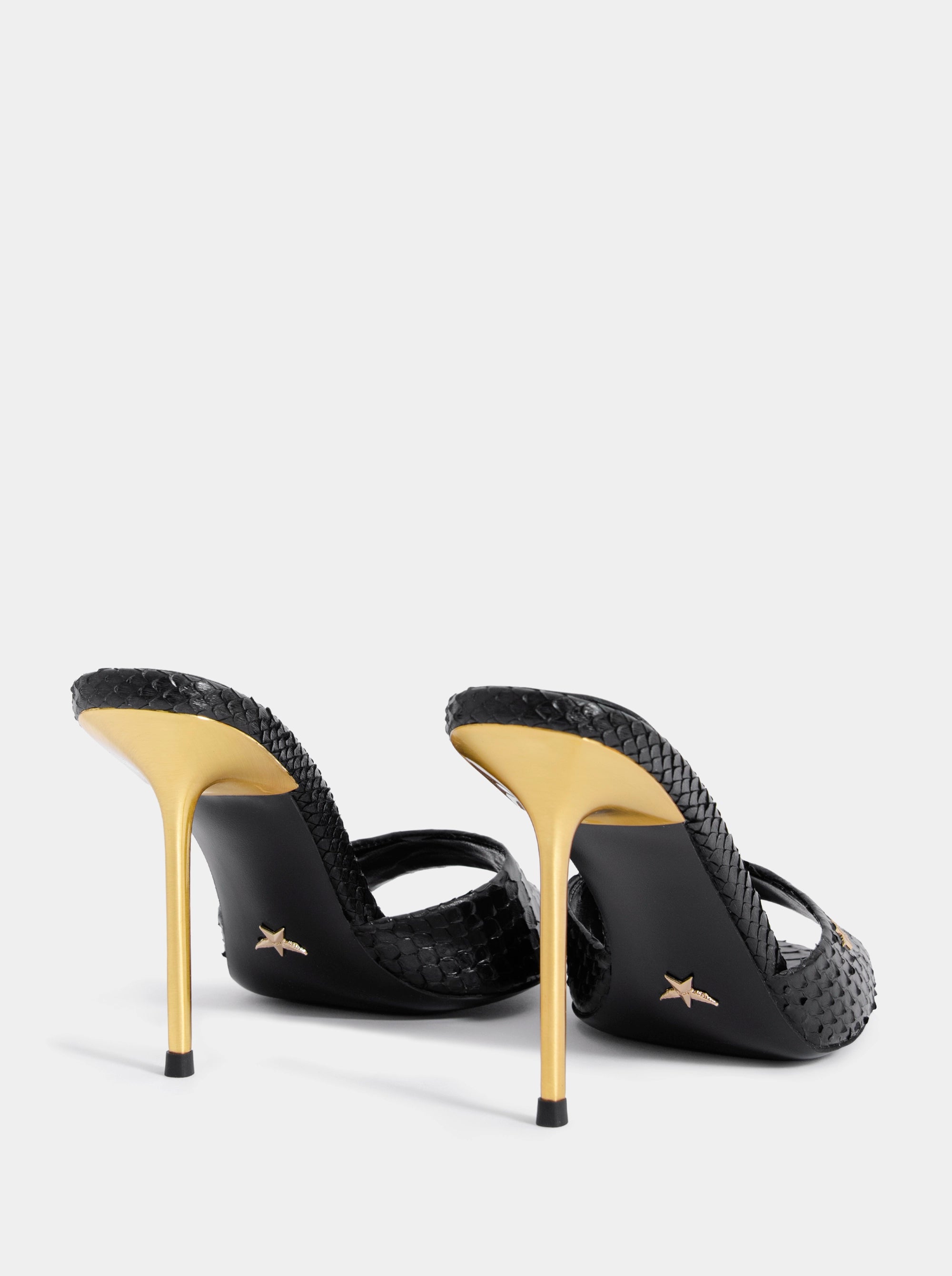 WANDER BLACK PYTHON SLIPPERS