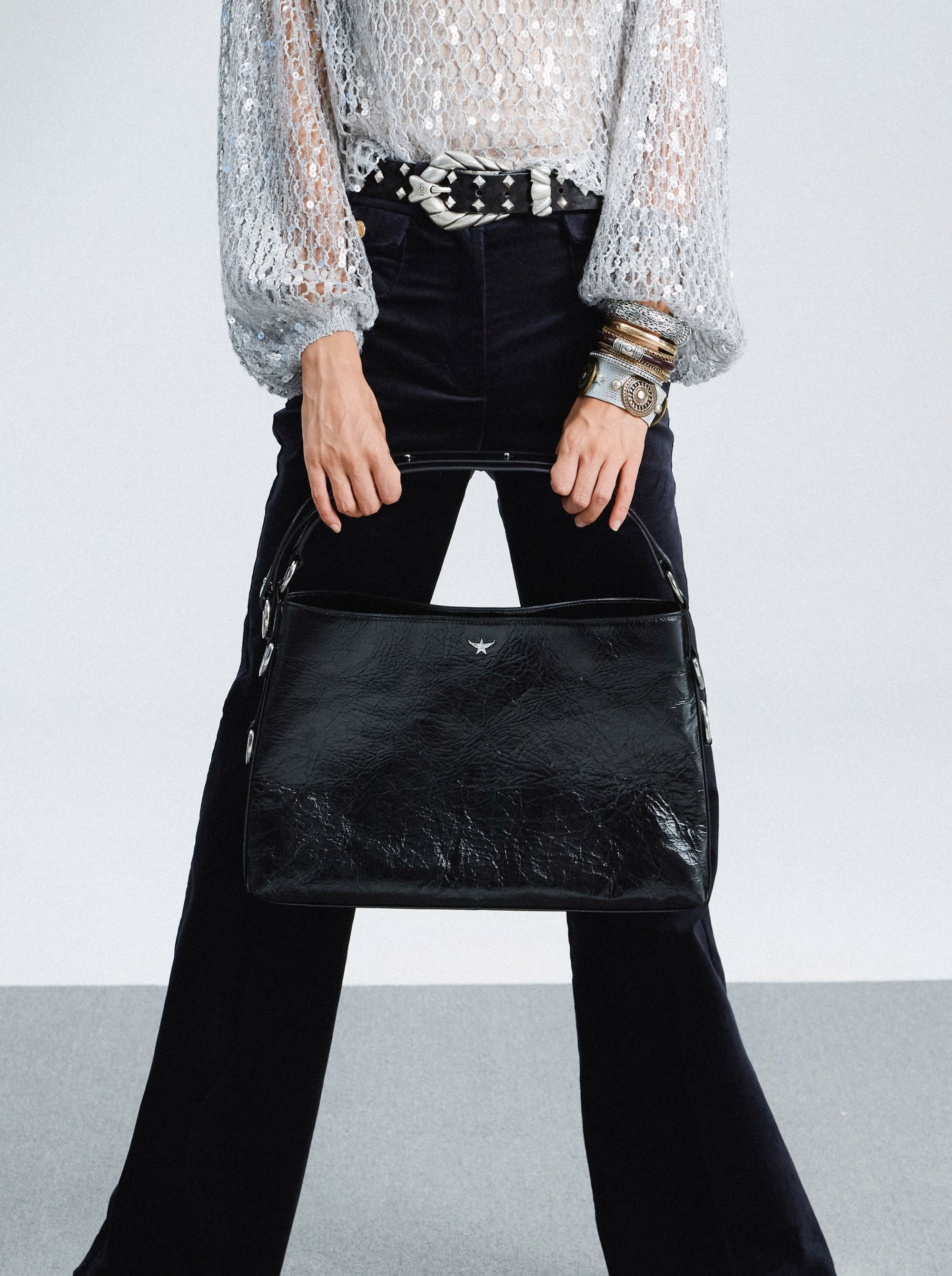 POUCH BLACK NAPLAK PATENT BAG