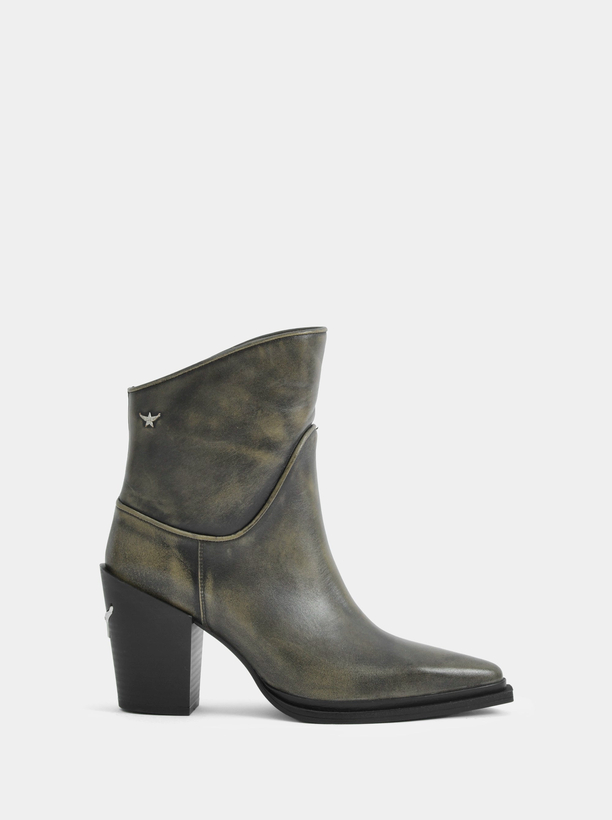 SM-08 KHAKI LEATHER BOOTIES