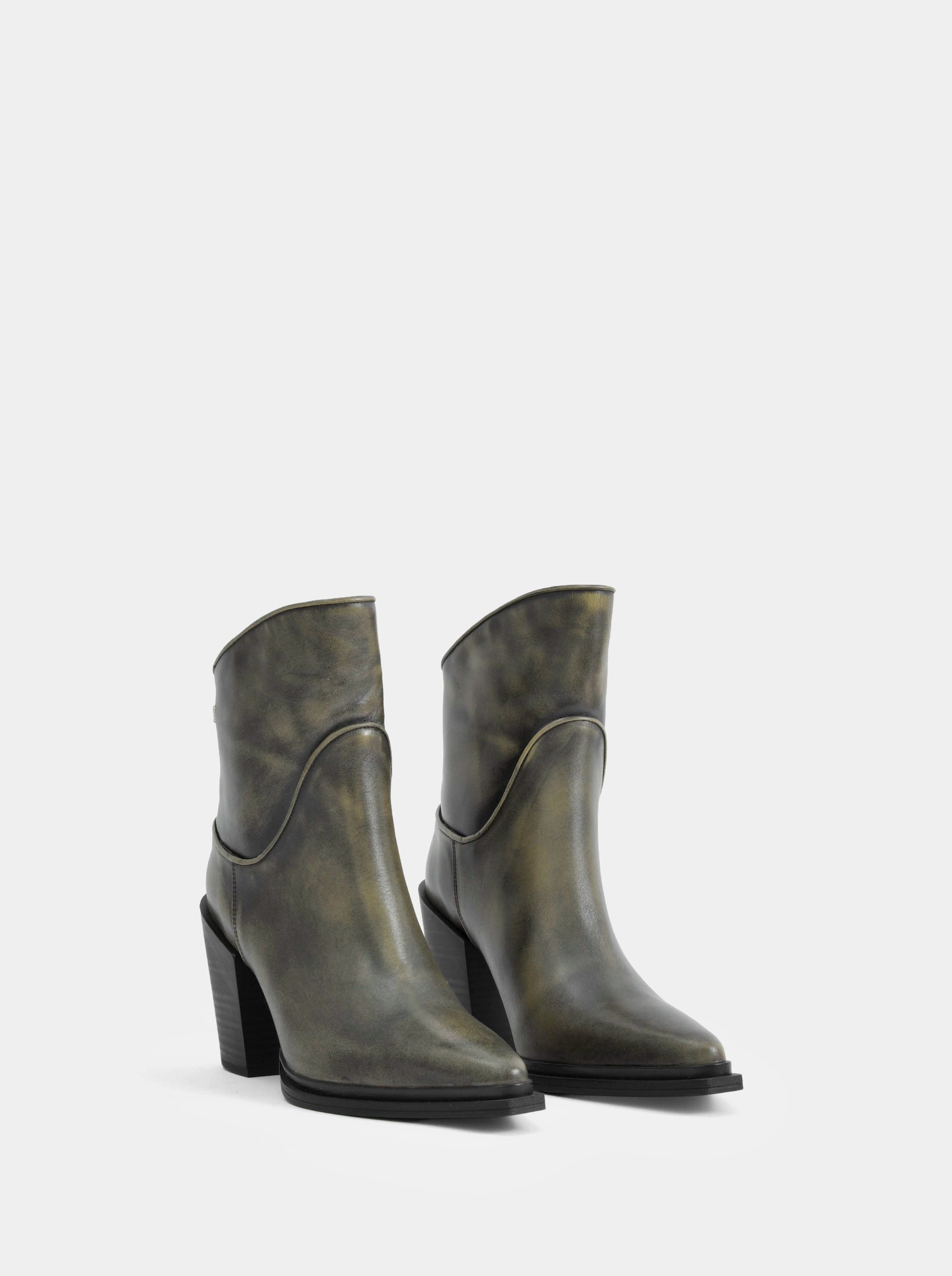 SM-08 KHAKI LEATHER BOOTIES