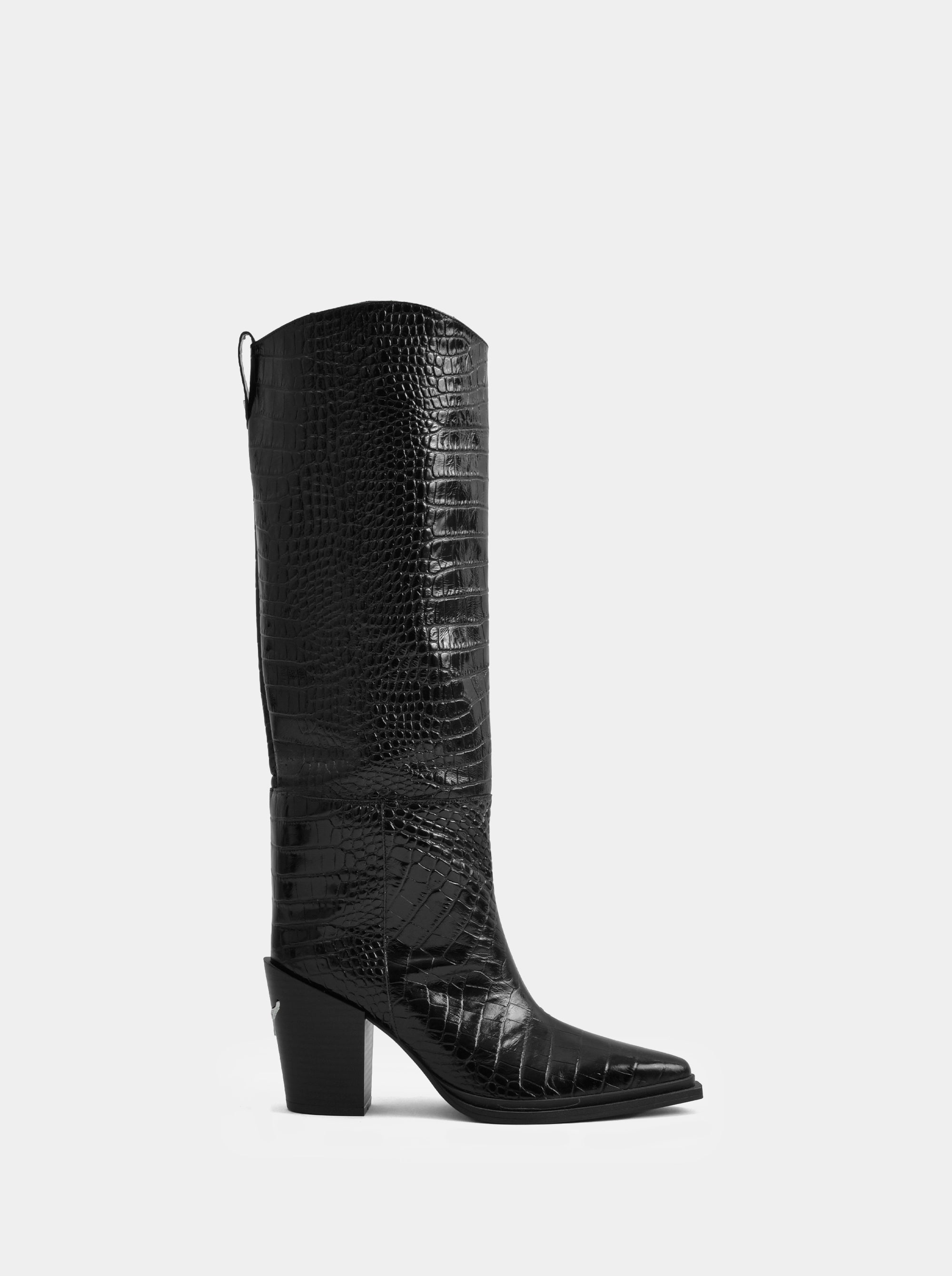SM-18 BLACK CROCO BOOTS