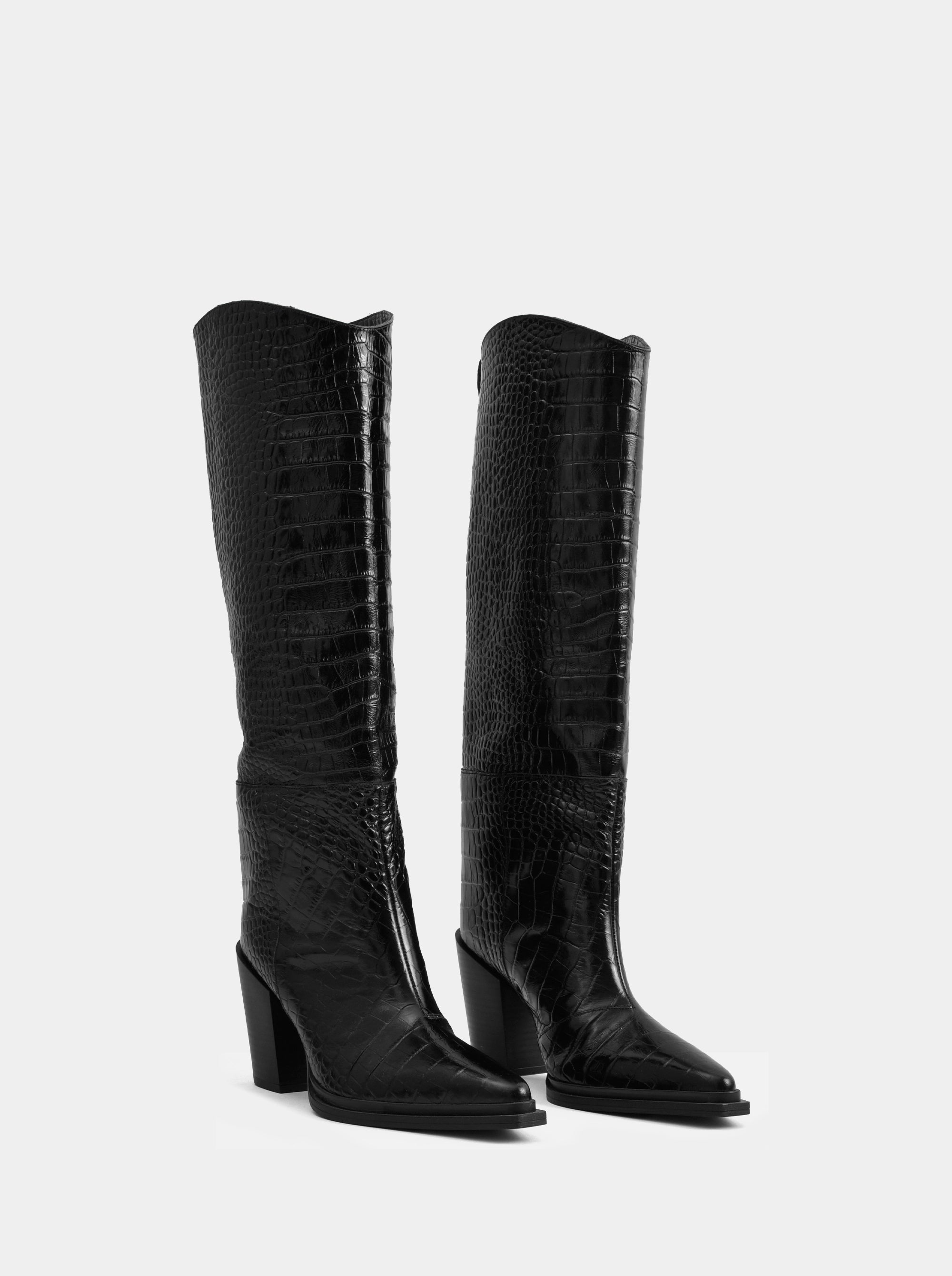 SM-18 BLACK CROCO BOOTS