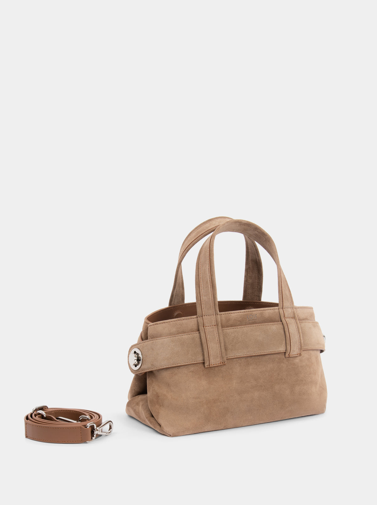 LAUREN MINI LIGHT CAMEL SUEDE BAG