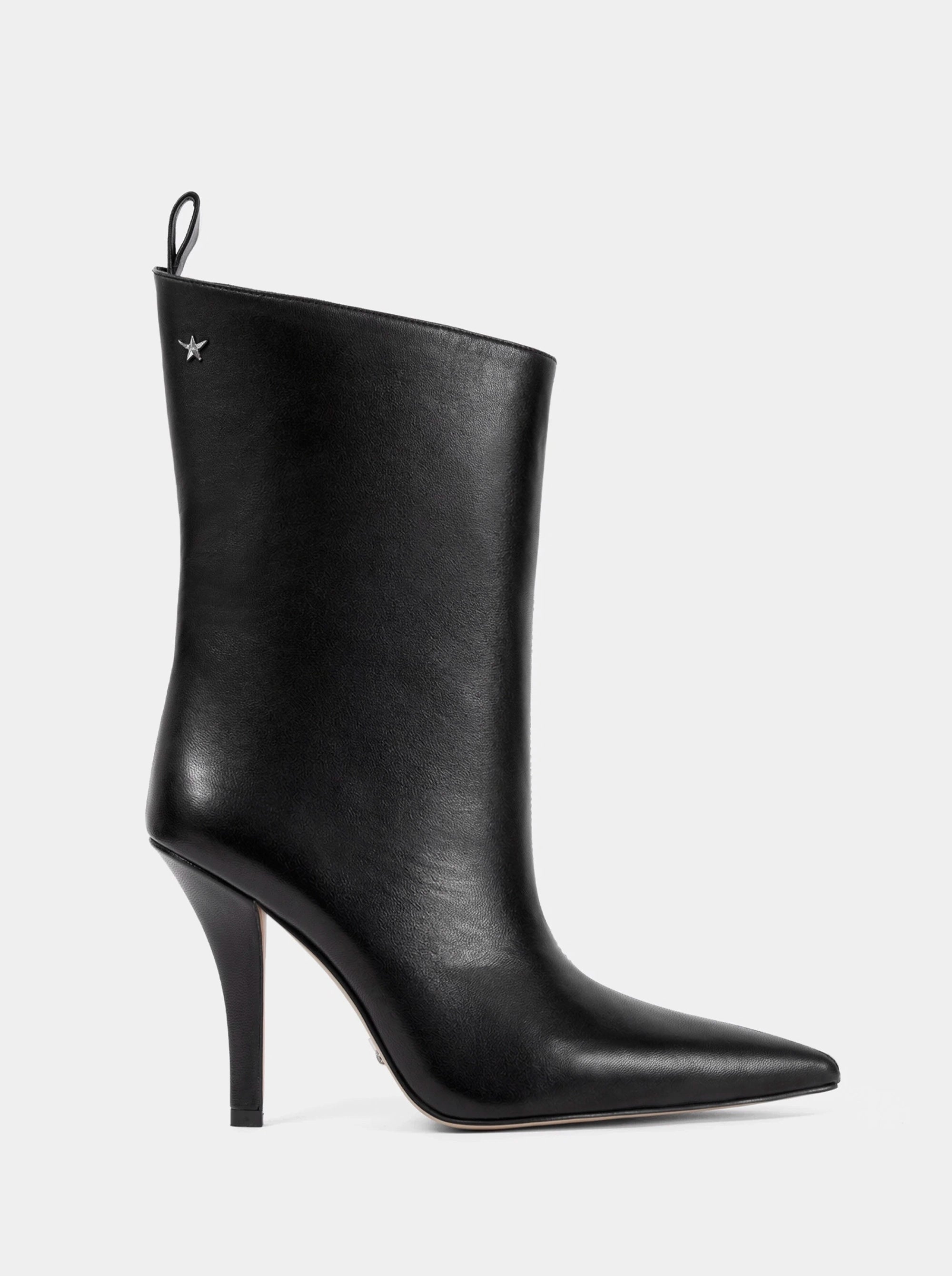 BELLA BLACK LEATHER BOOTIES