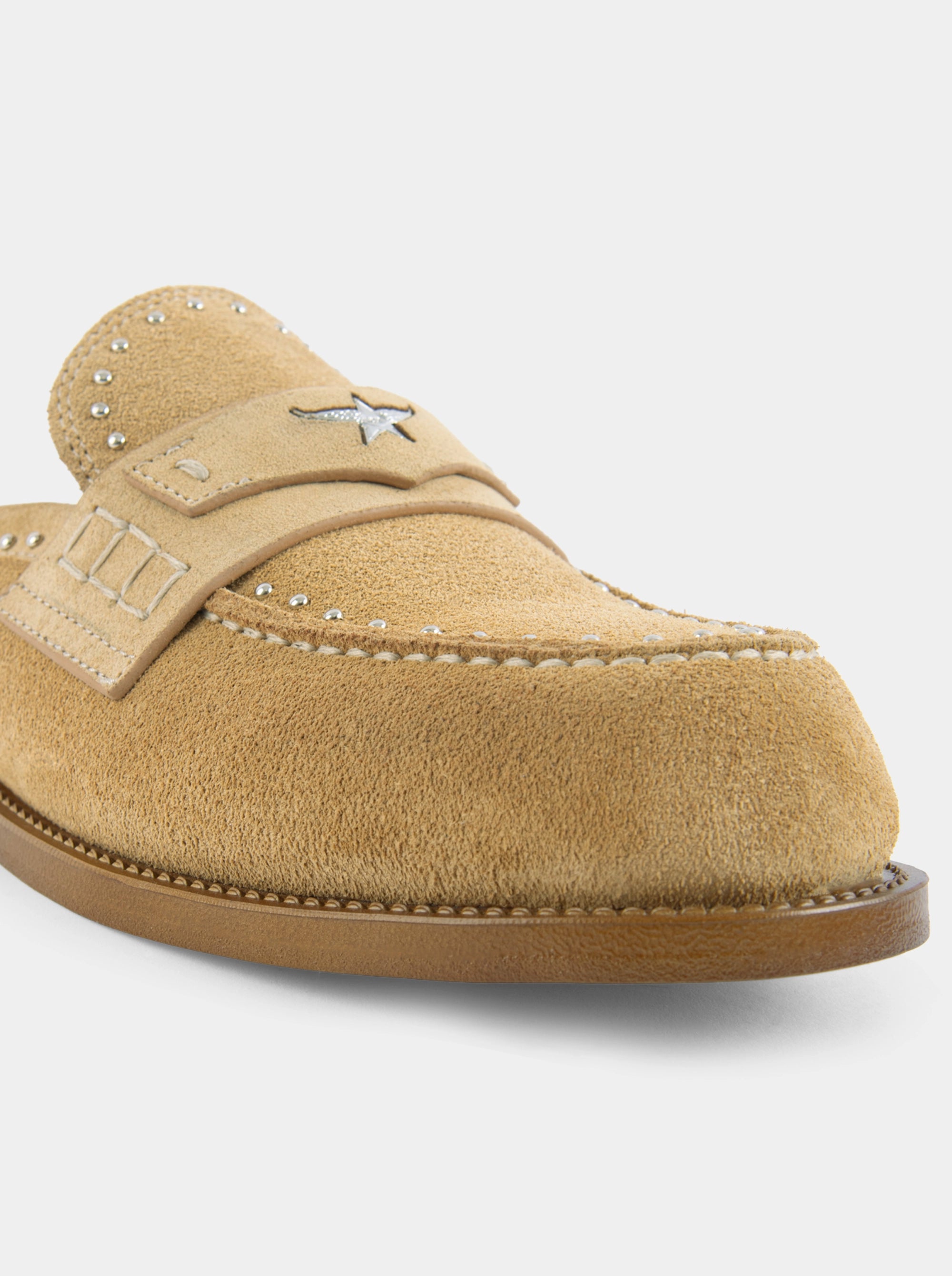 MAMO PING CAMEL SUEDE MULES SLIPPERS