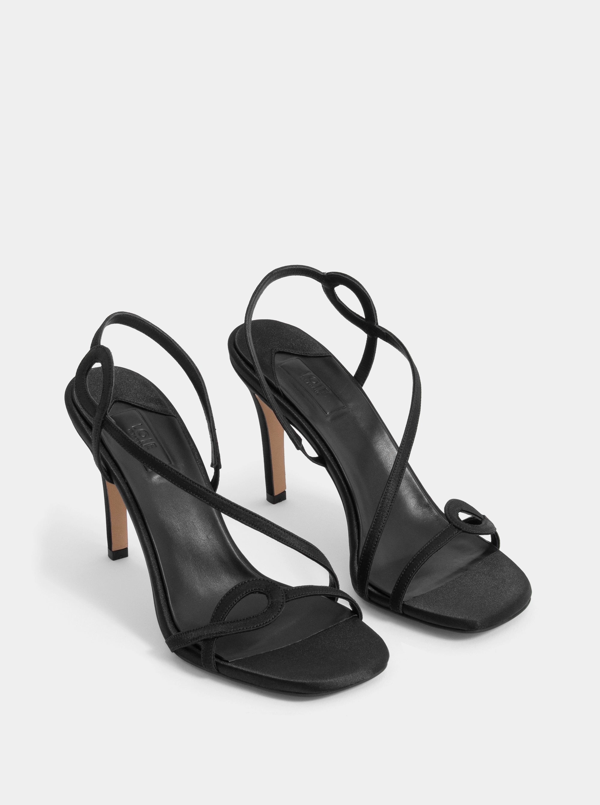 ADEN BLACK SATIN SANDALS