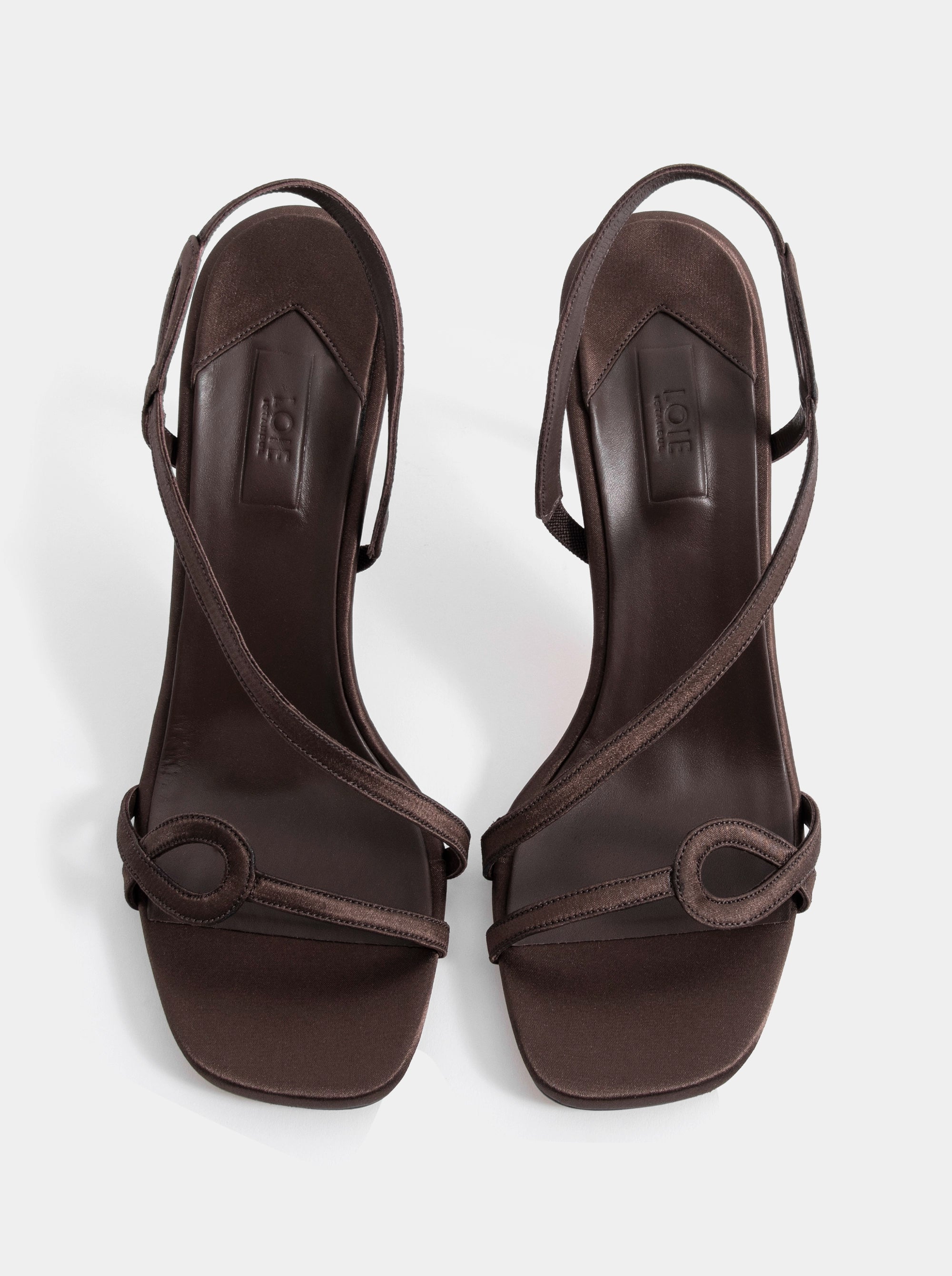 ADEN BROWN SATIN SANDALS