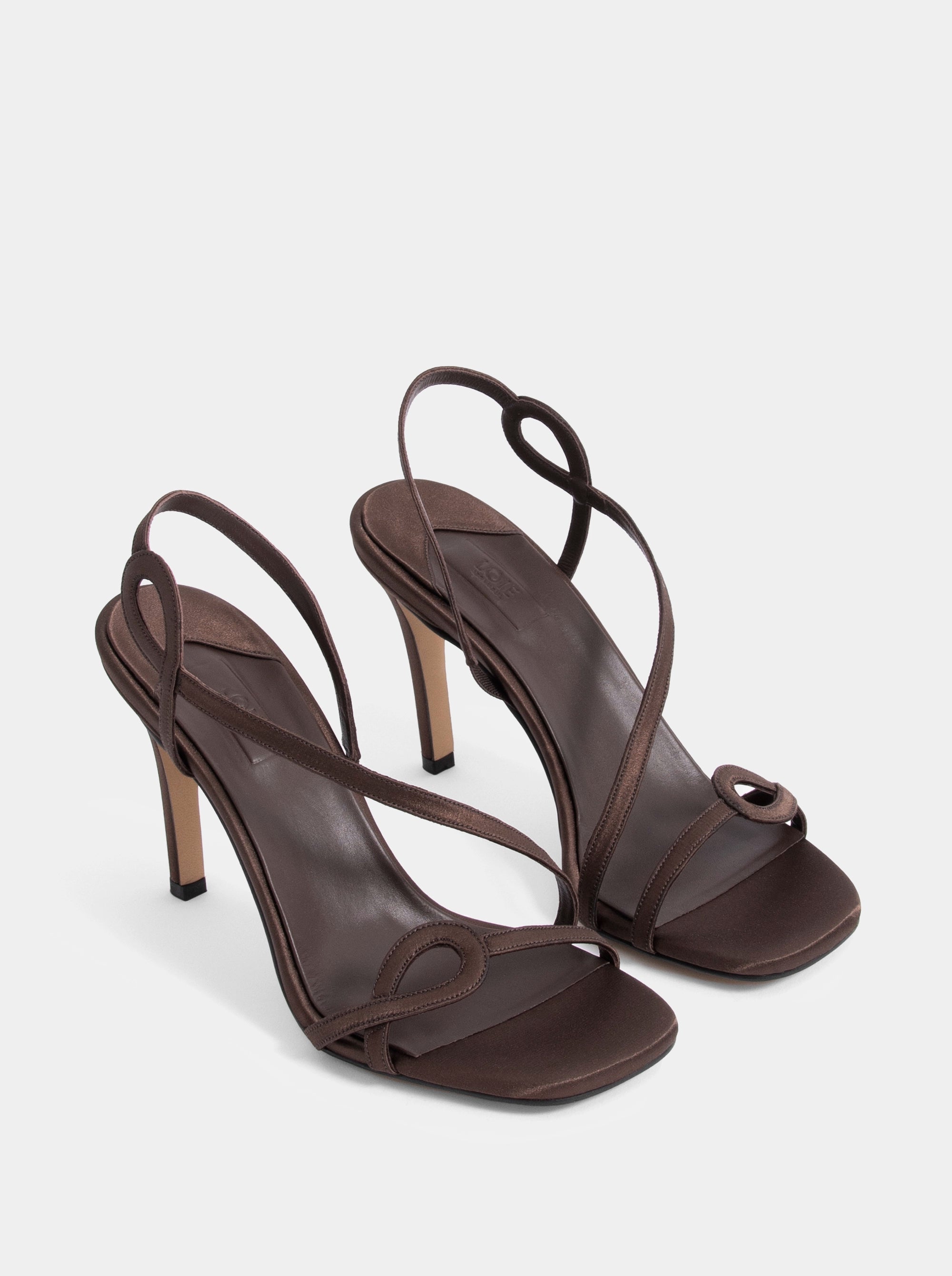 ADEN BROWN SATIN SANDALS