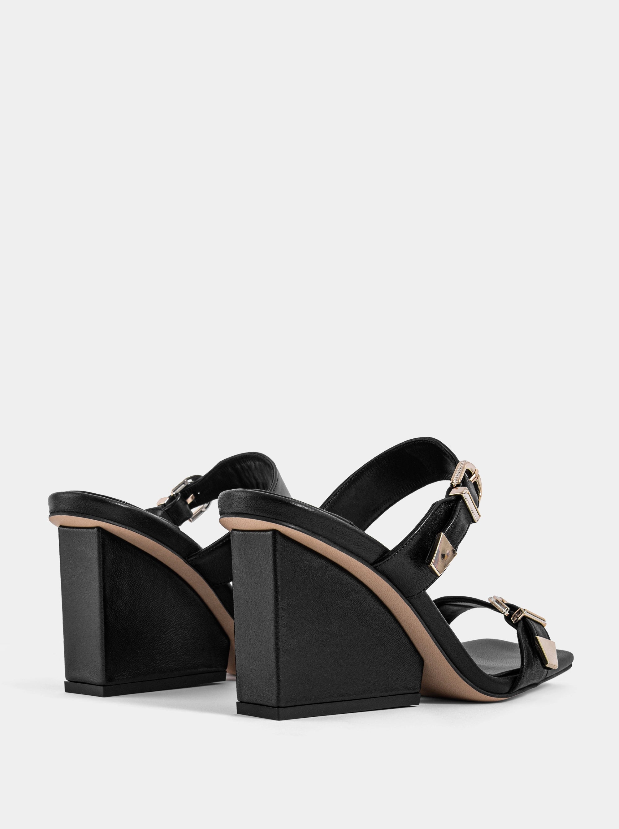AURELIA BLACK LEATHER SANDALS