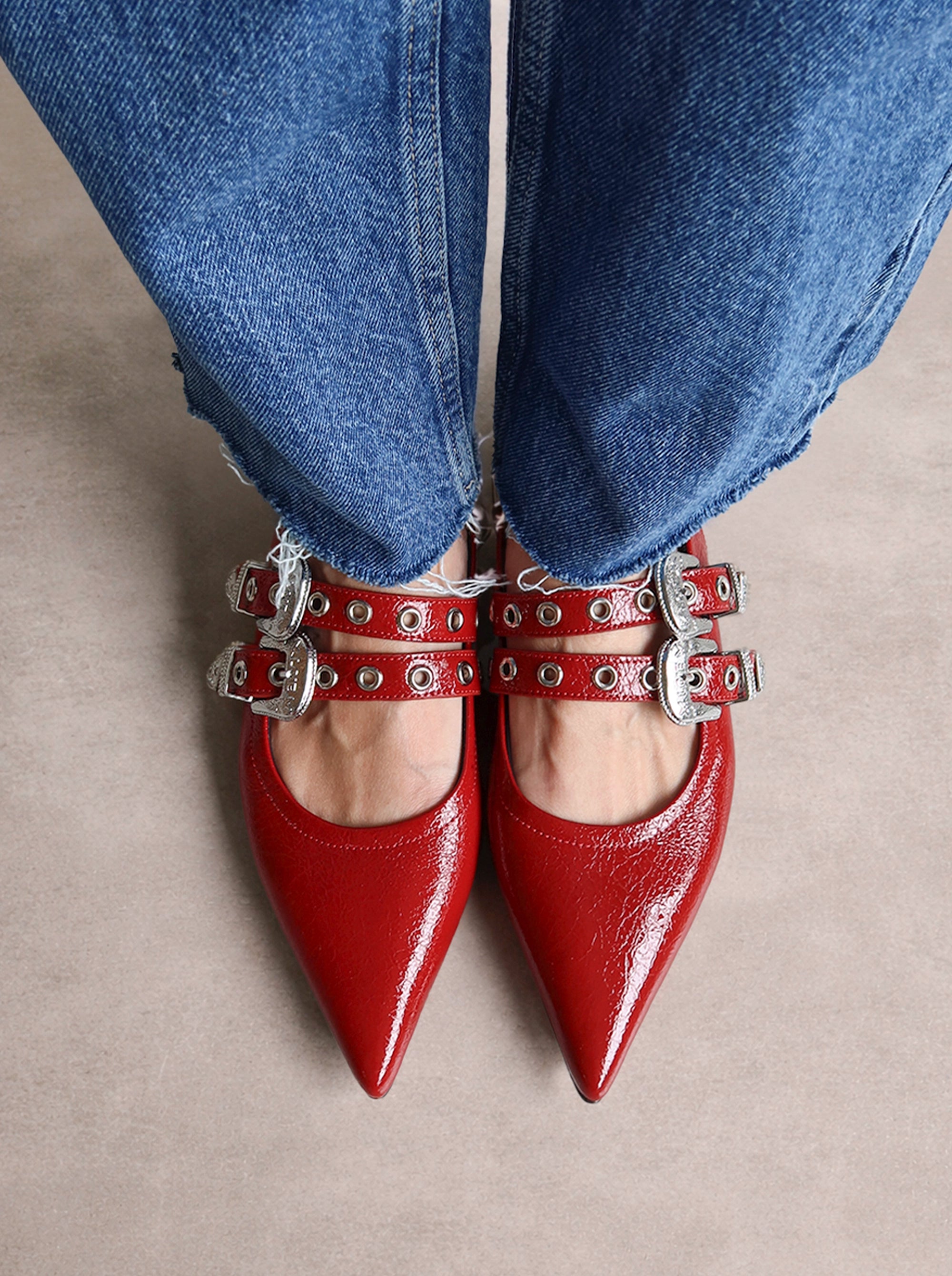 BANG BANG RED NAPLAK PATENT BALLET FLATS