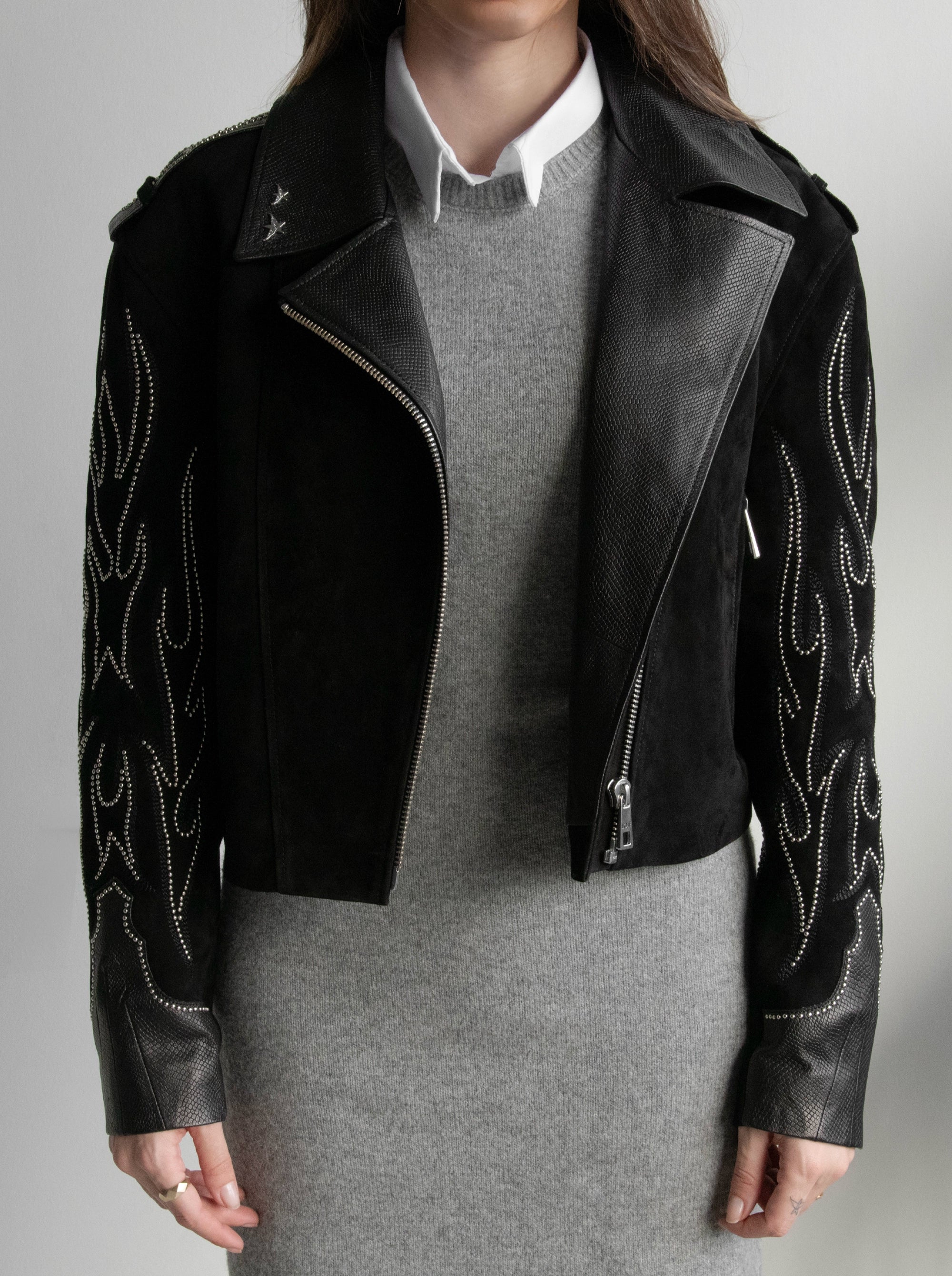 BIKER BLACK PIN JACKET