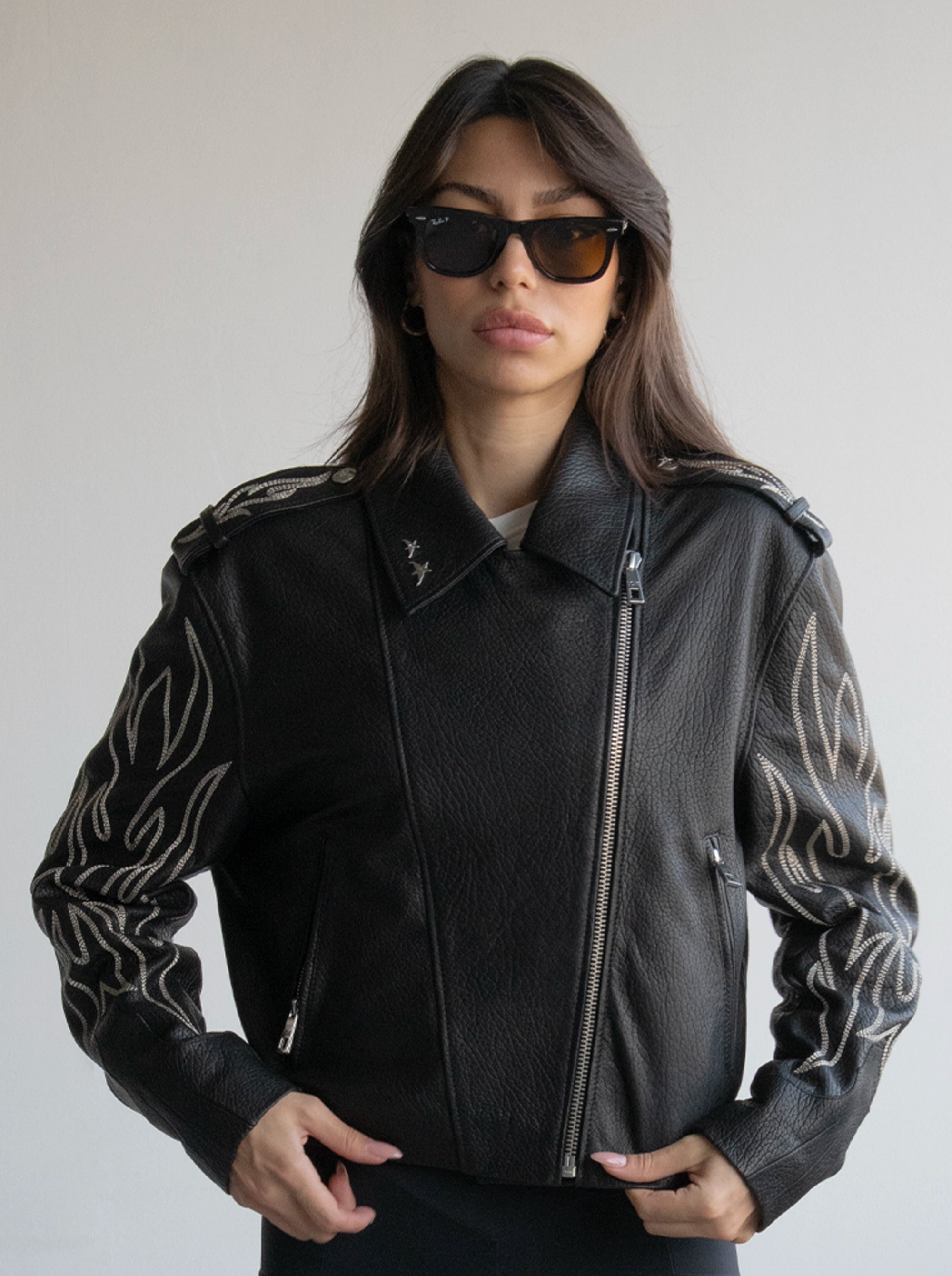 BIKER BLACK FLOTER JACKET