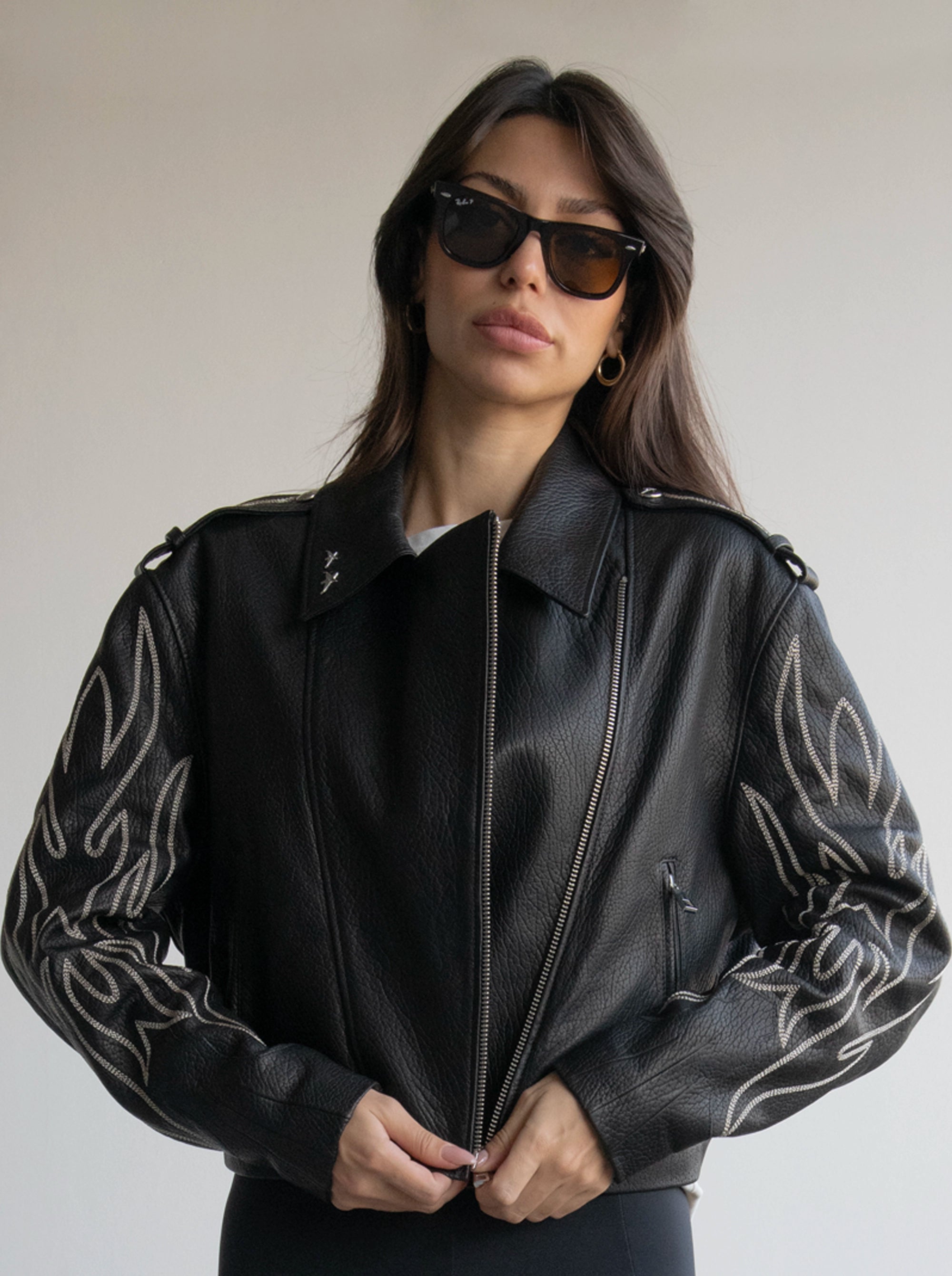 BIKER BLACK FLOTER JACKET