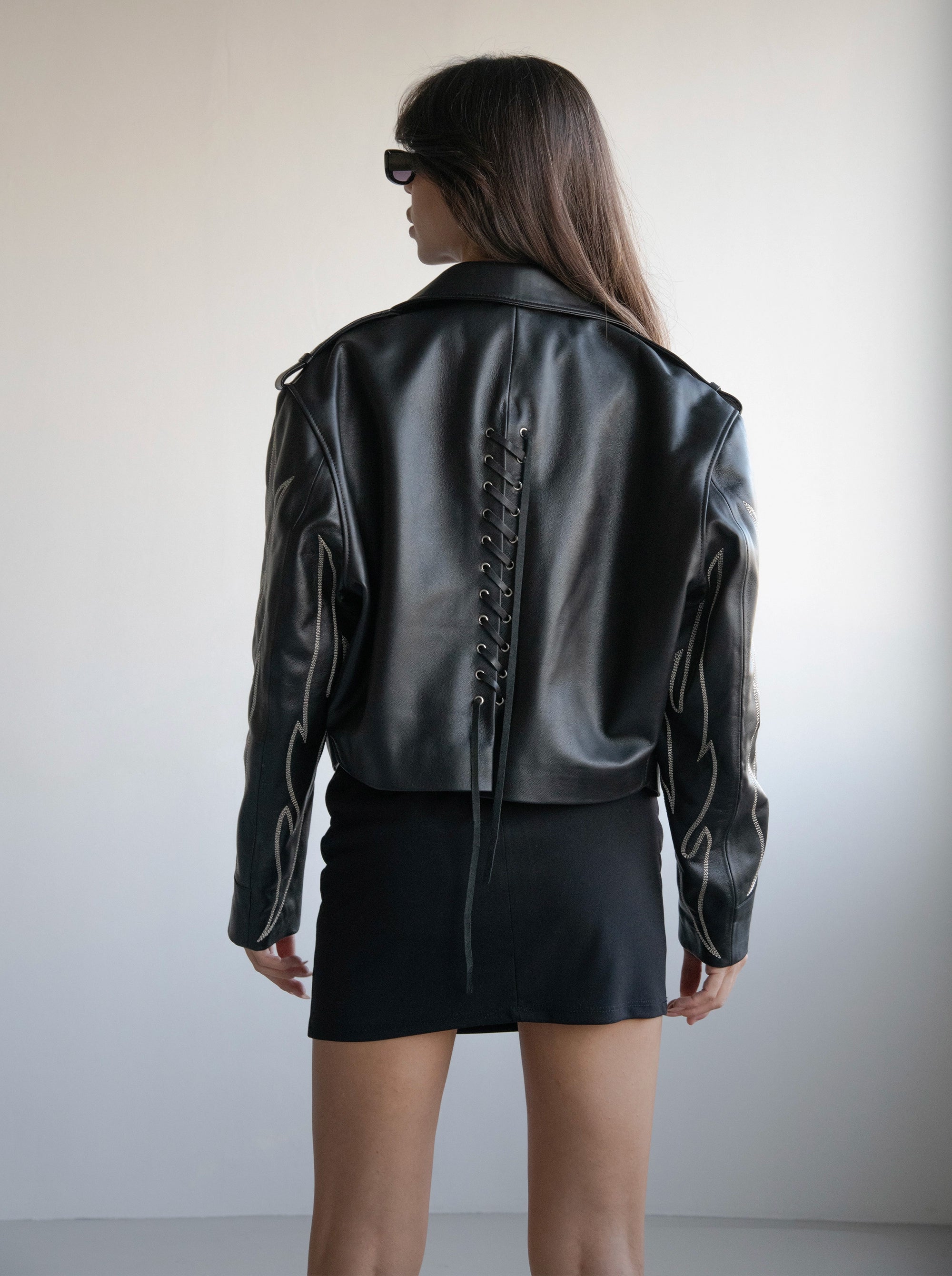 BIKER BLACK LEATHER JACKET