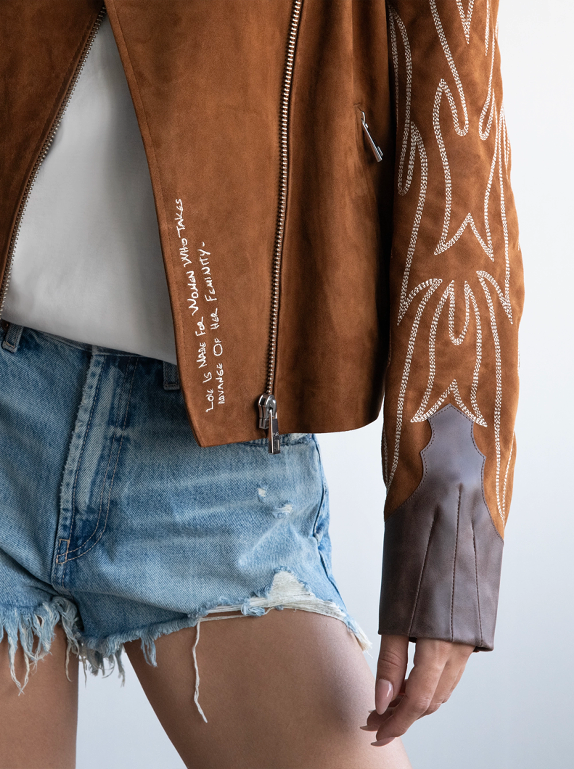 BIKER CARAMEL BROWN SUEDE JACKET