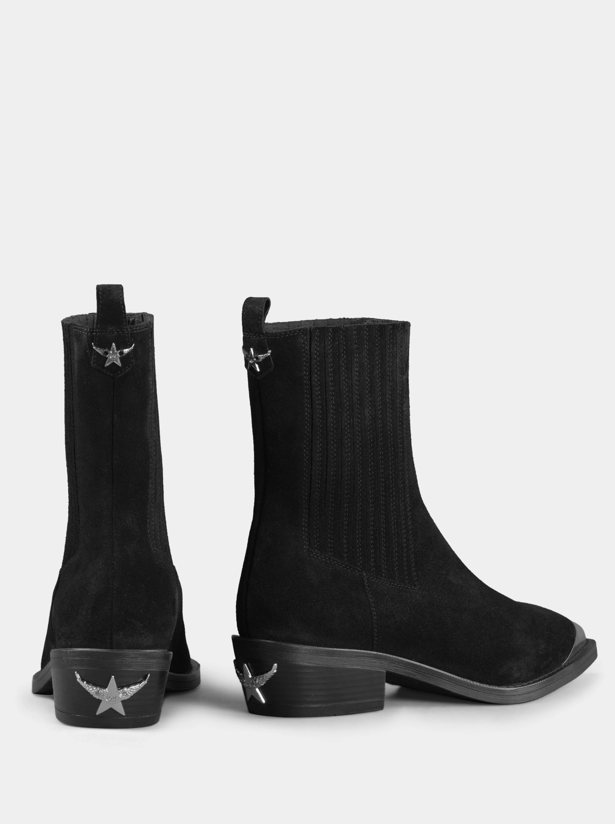 BRIGHT BLACK SUEDE BOOTIES