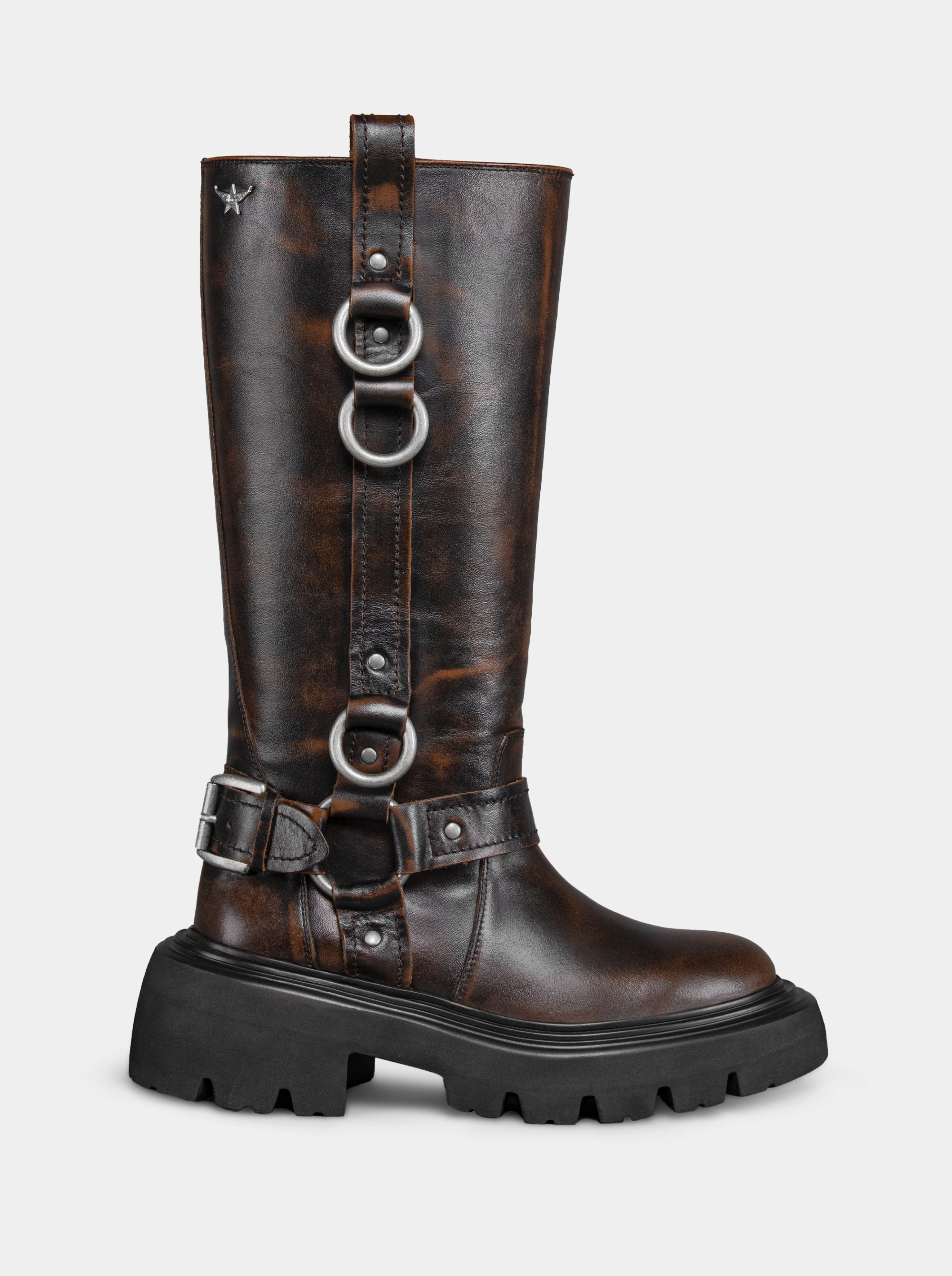 CABLE BROWN LEATHER BOOTS