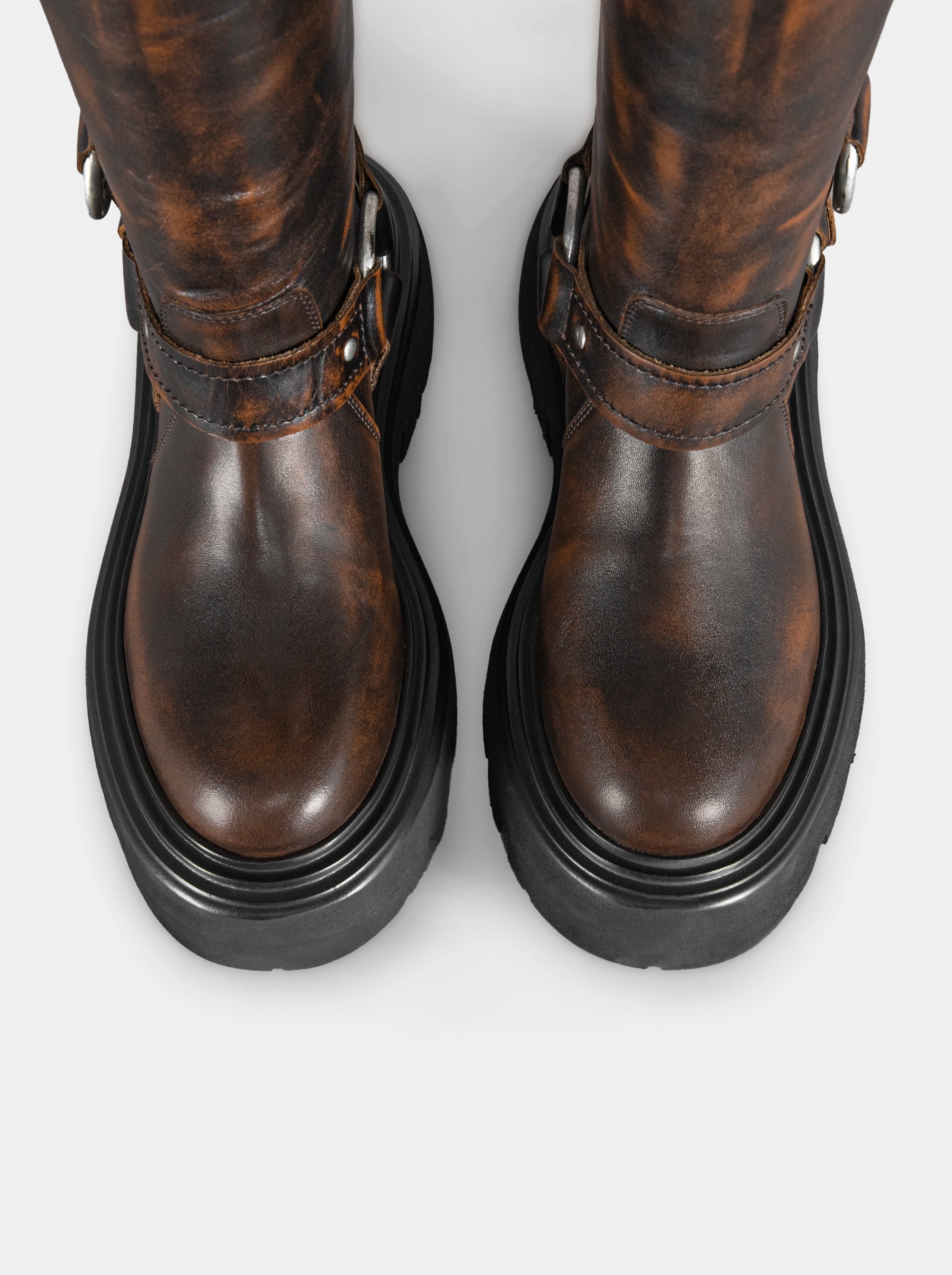 CABLE BROWN LEATHER BOOTS