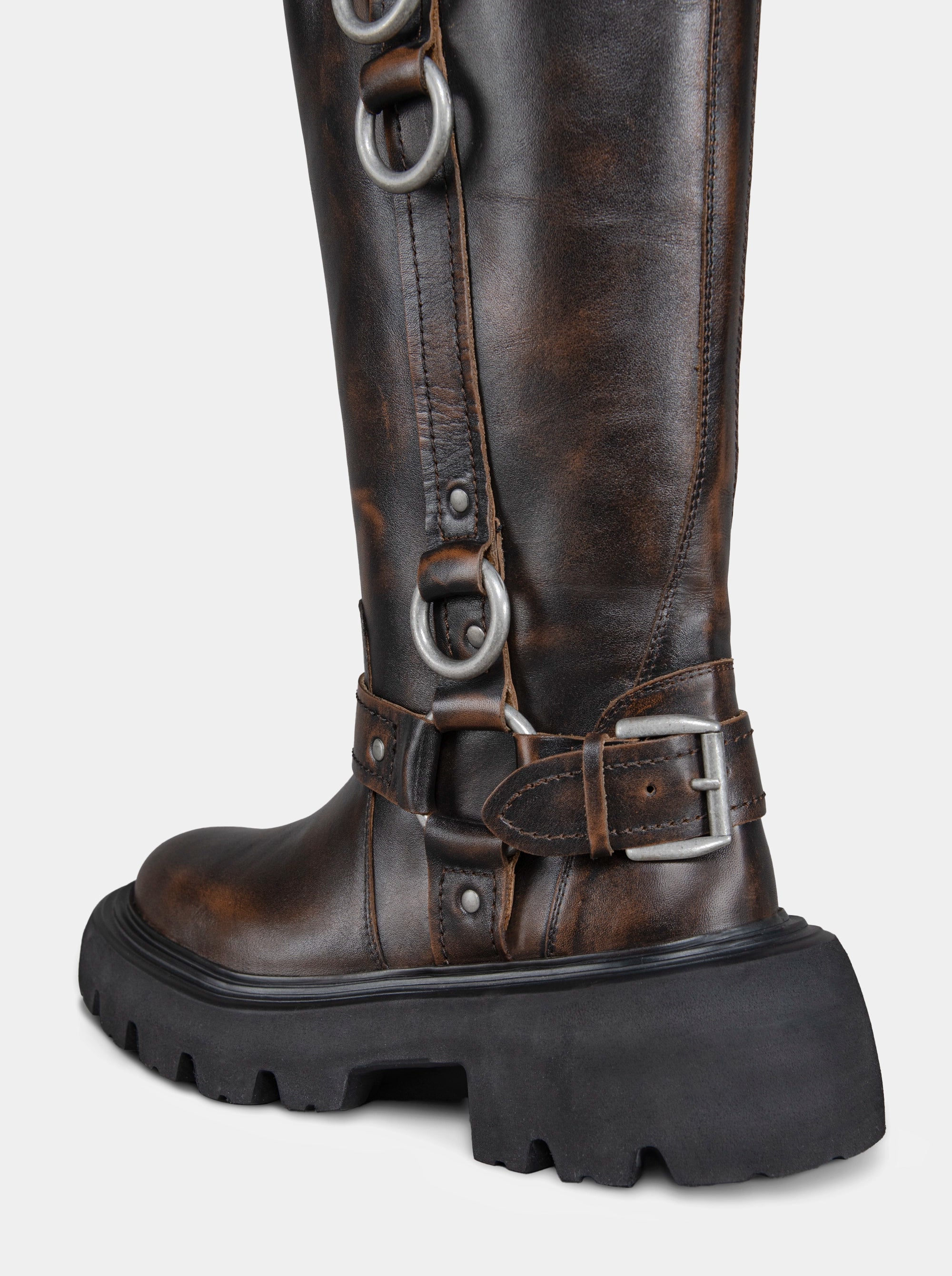 CABLE BROWN LEATHER BOOTS