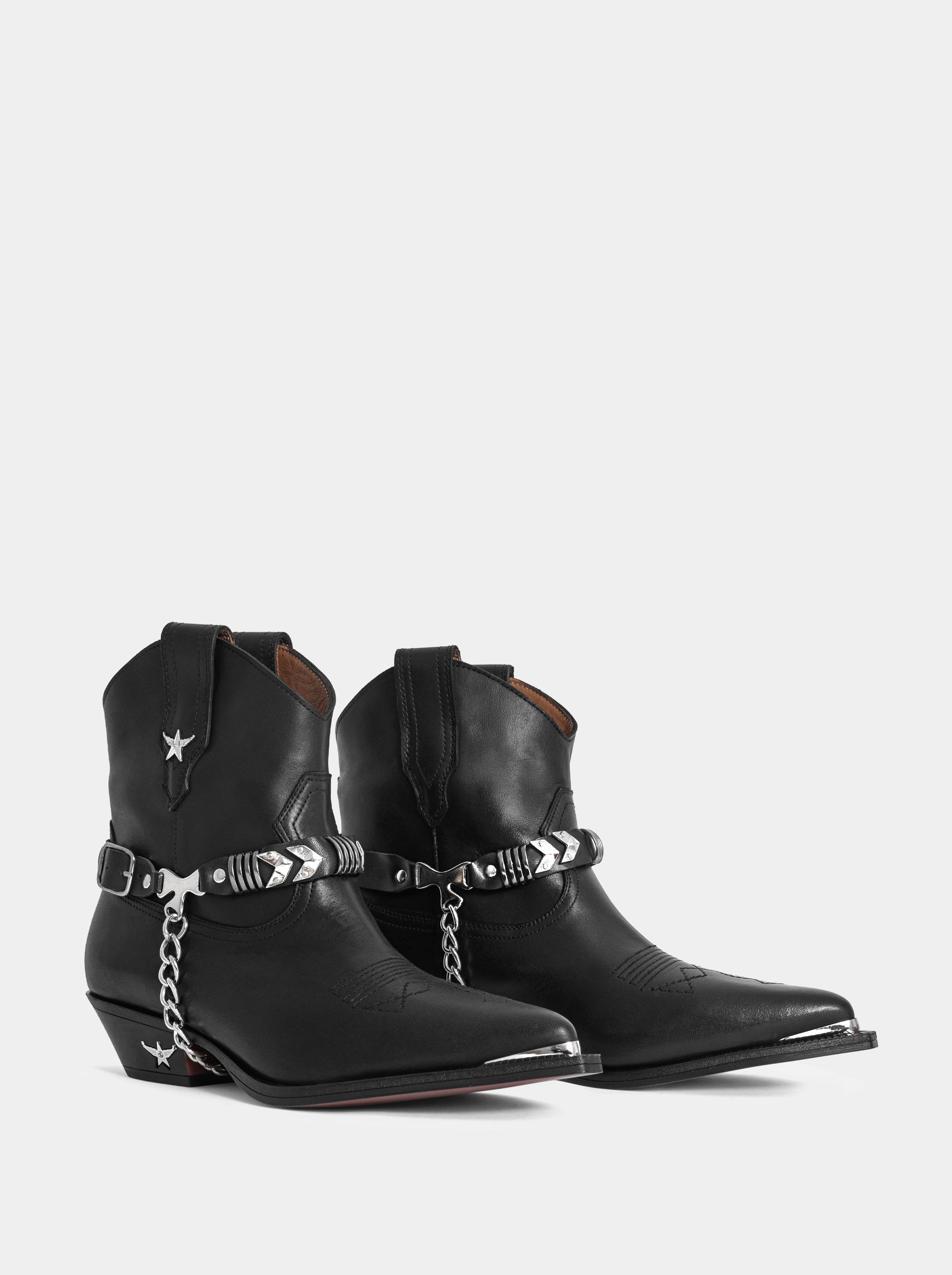 CAMILIA BLACK LEATHER BOOTIES