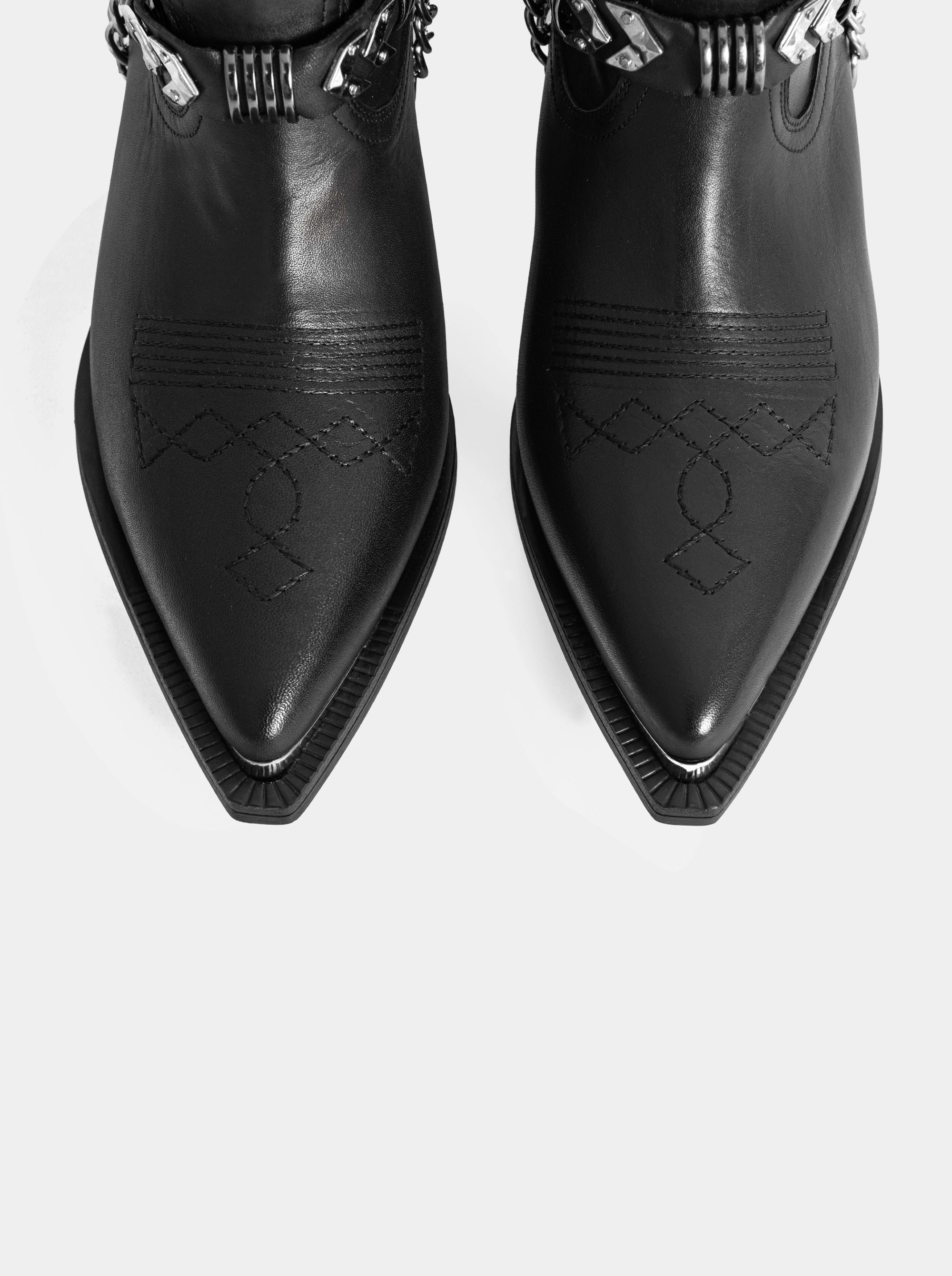 CAMILIA BLACK LEATHER BOOTIES