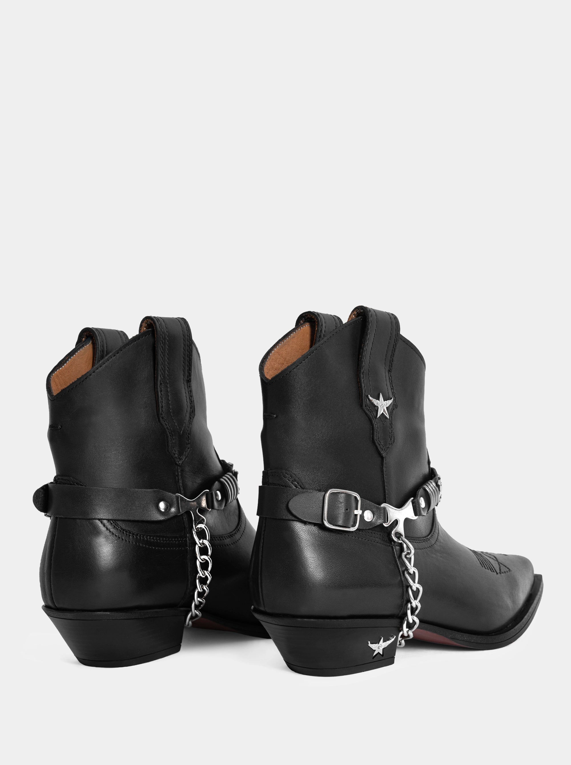 CAMILIA BLACK LEATHER BOOTIES