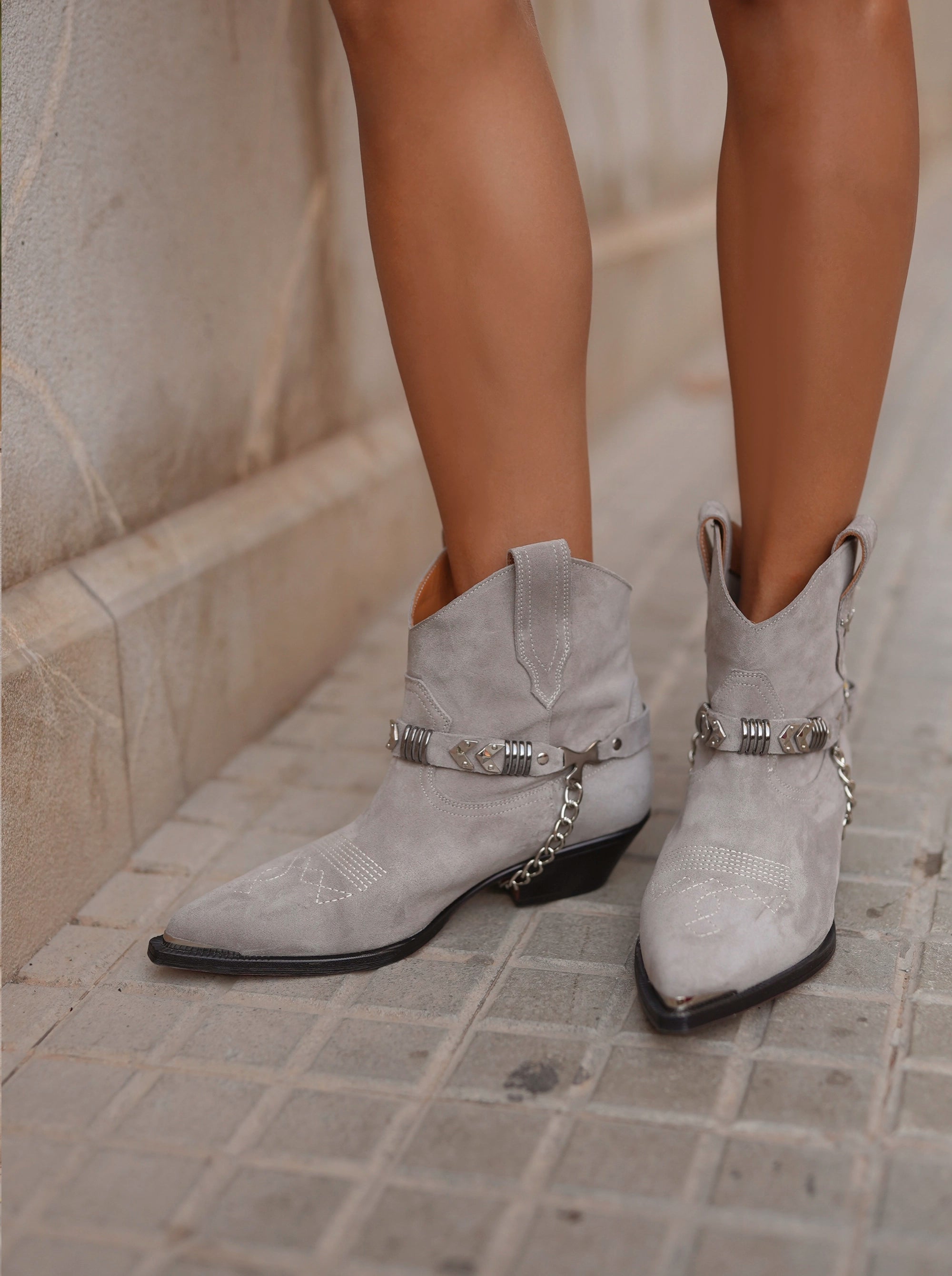 CAMILIA GREY SUEDE BOOTIES