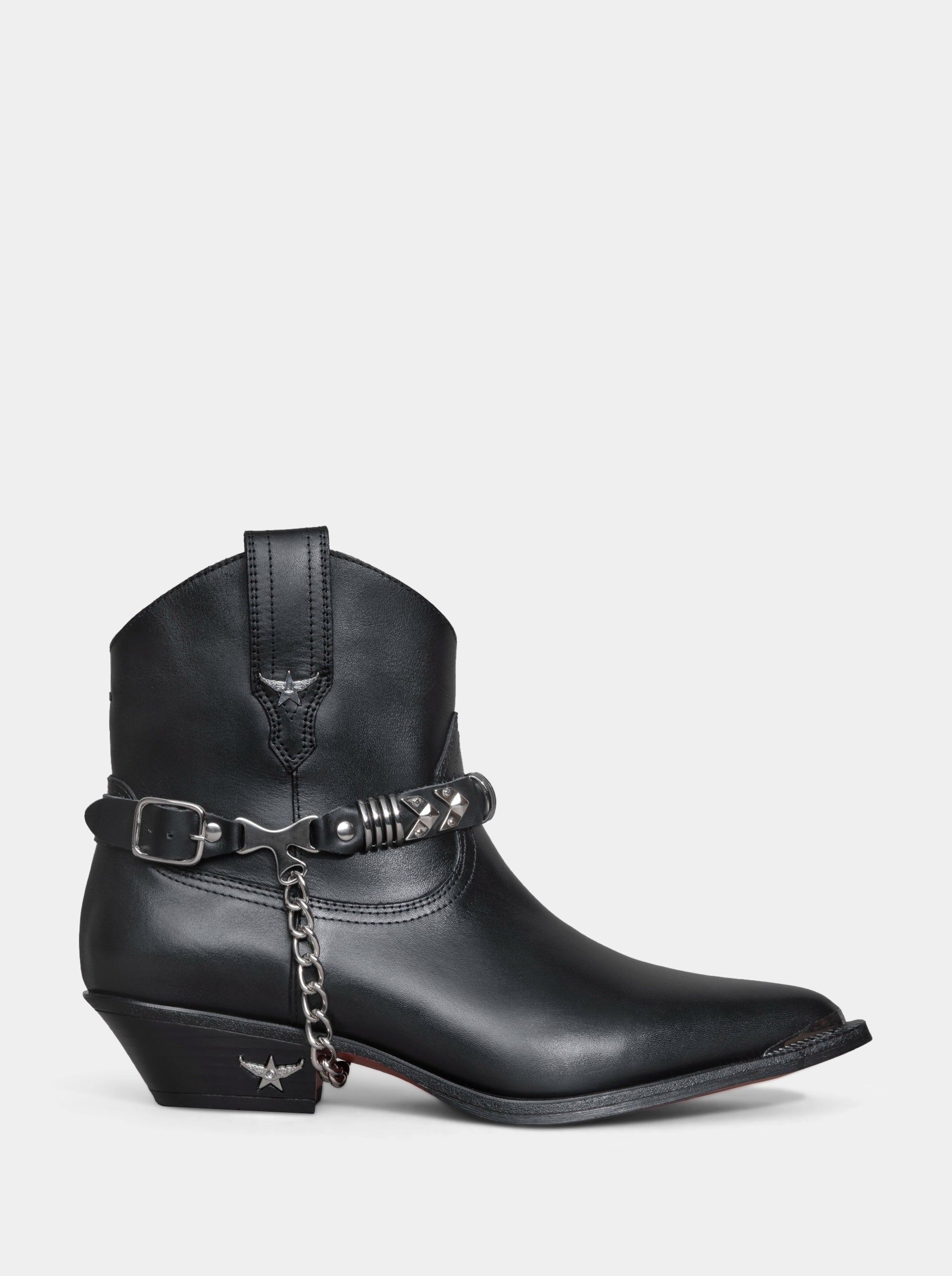 CAMILIA BLACK LEATHER BOOTIES