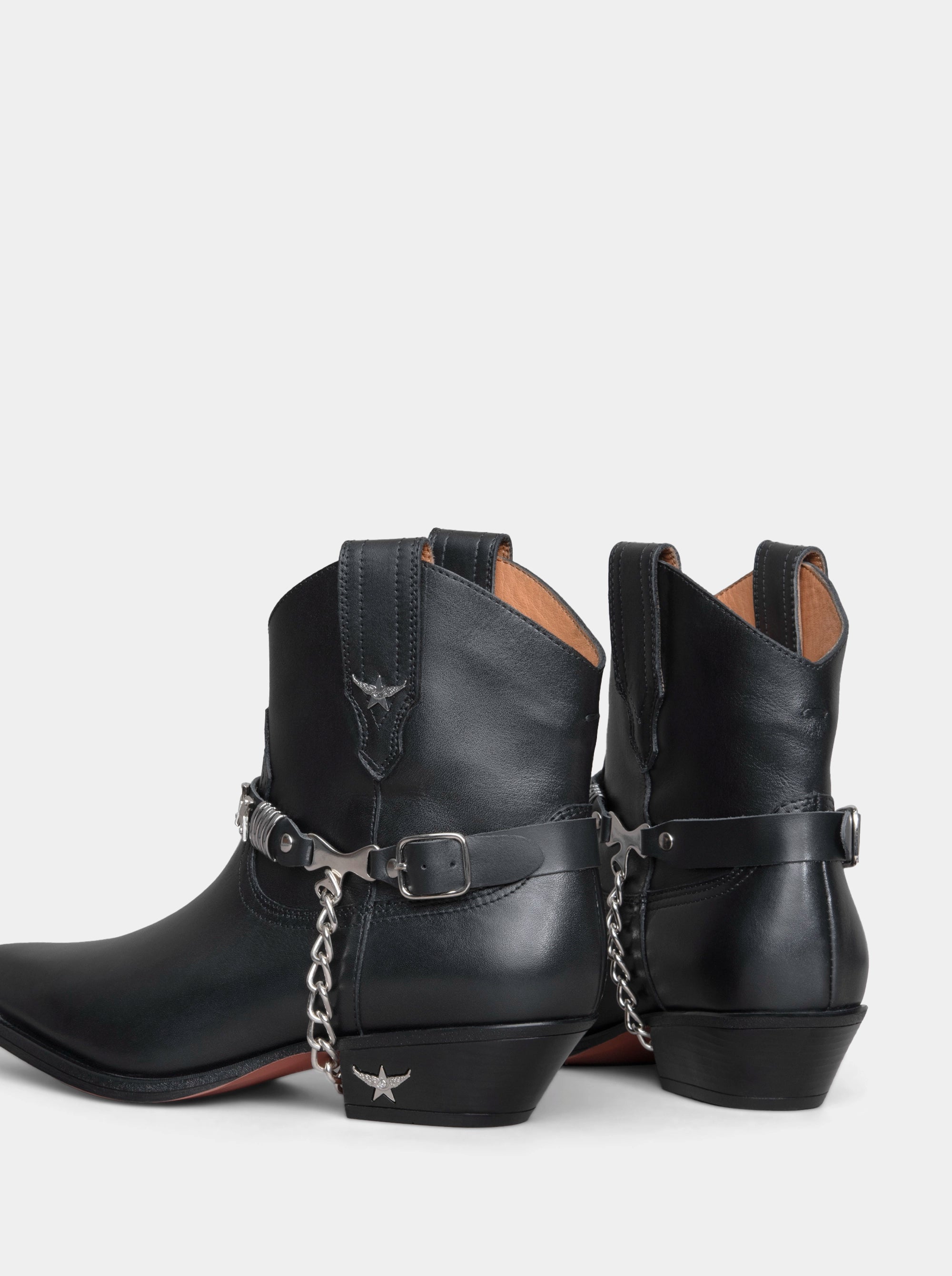 CAMILIA BLACK LEATHER BOOTIES