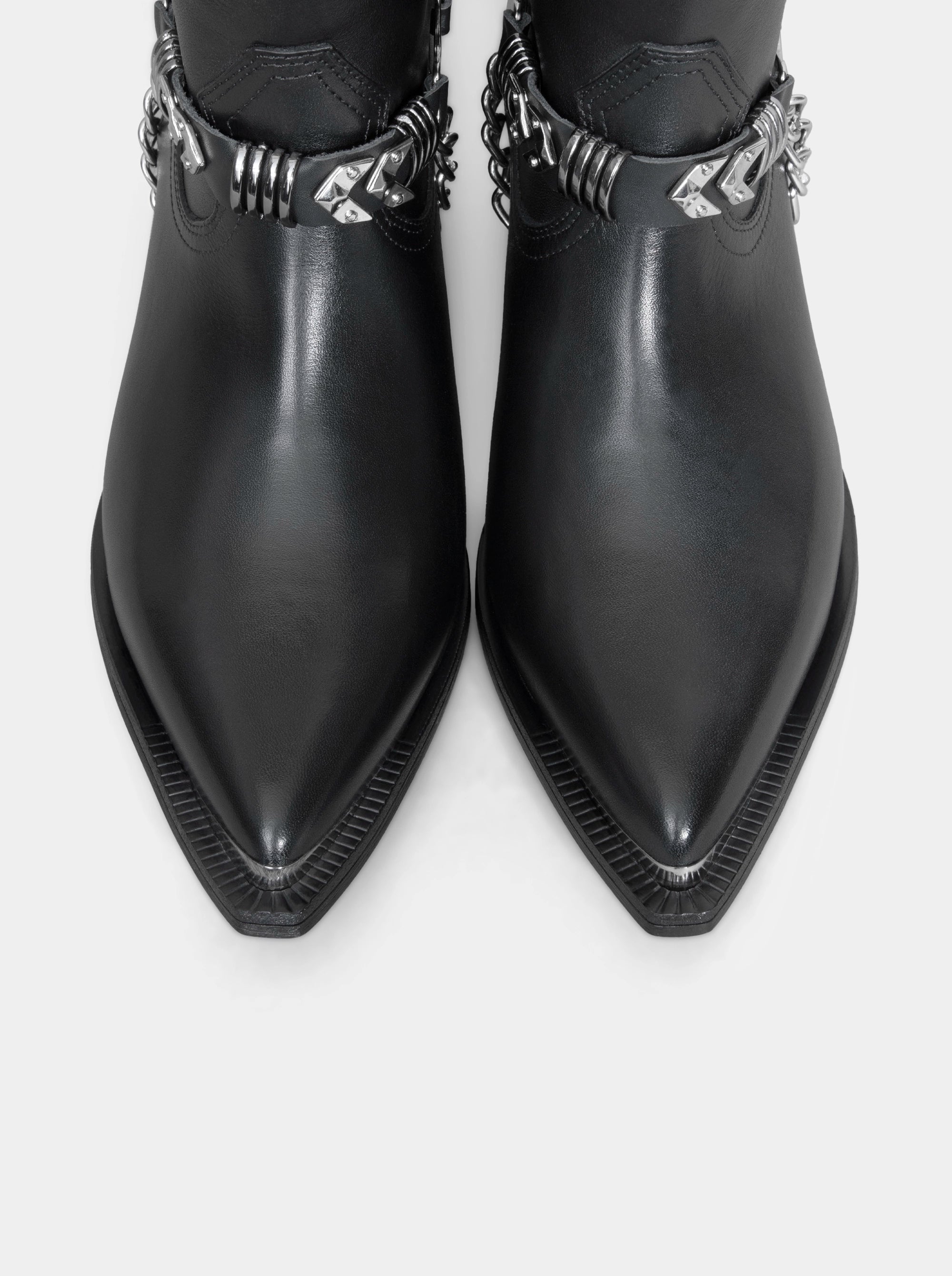 CAMILIA BLACK LEATHER BOOTIES