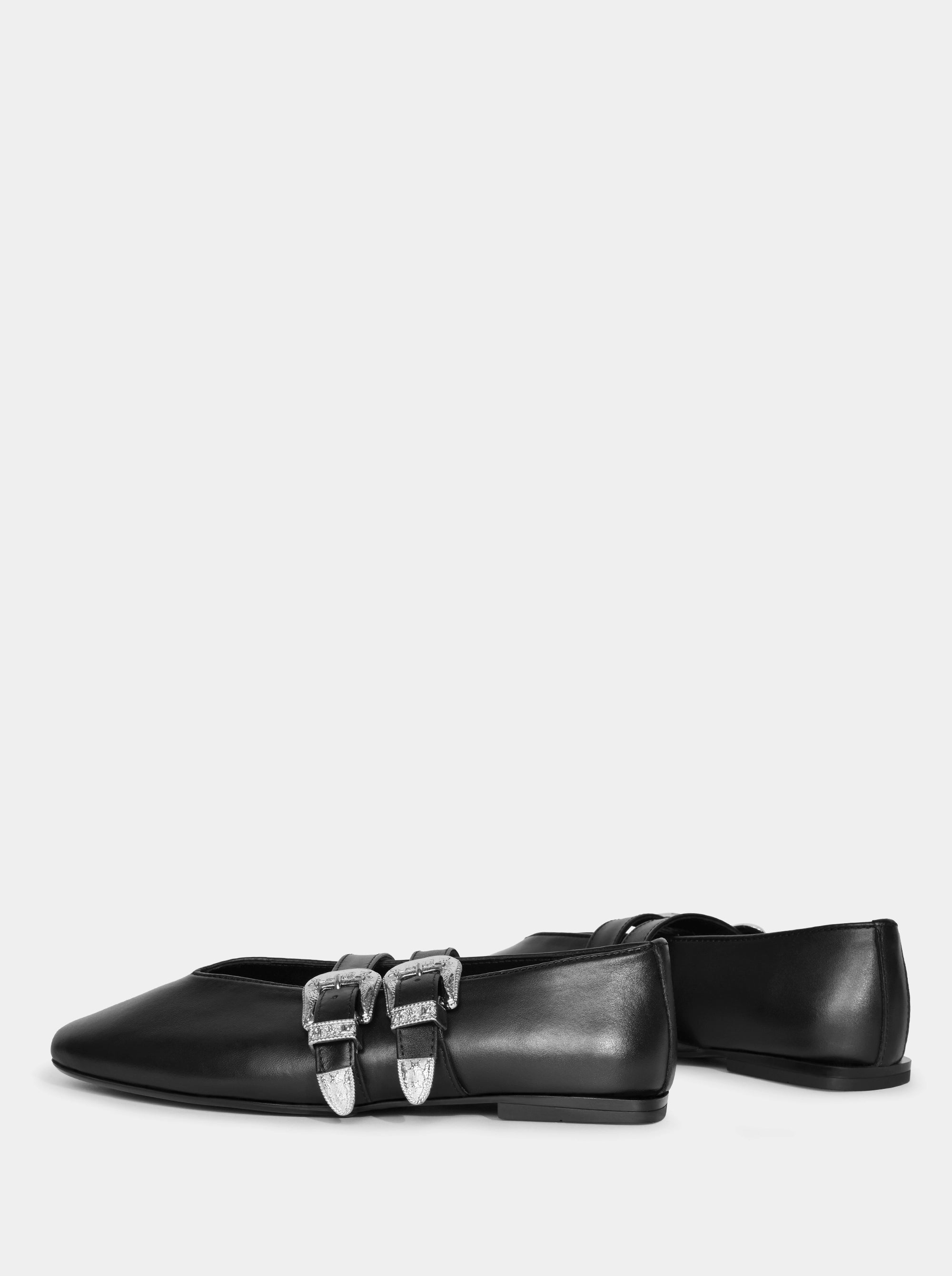 CASABLANCA BLACK LEATHER BALLET FLATS