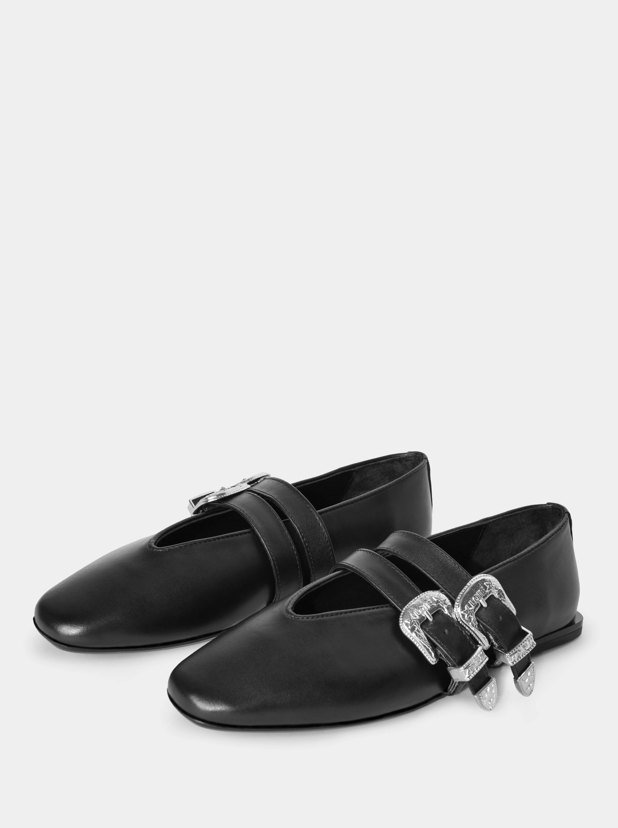 CASABLANCA BLACK LEATHER BALLET FLATS