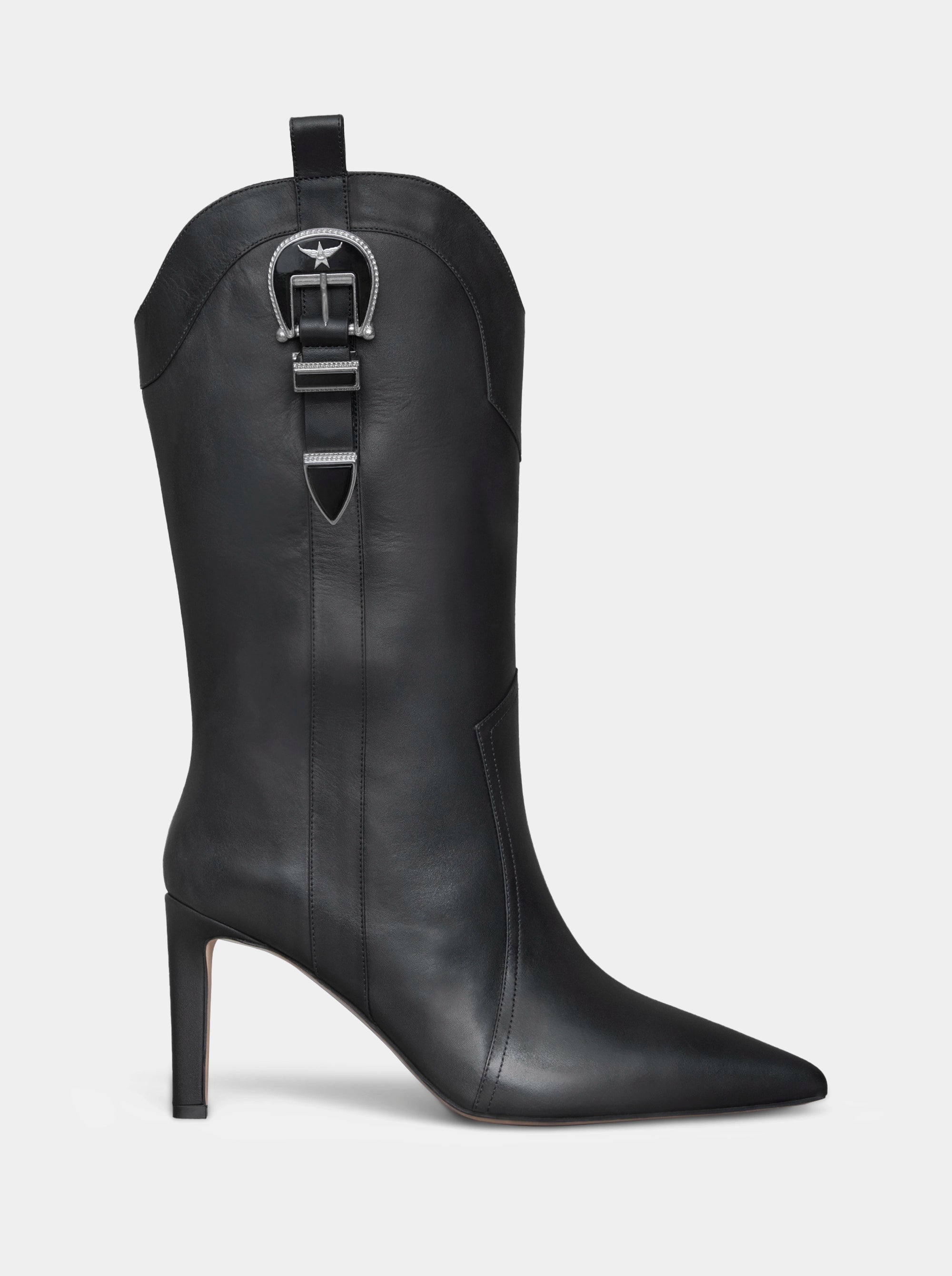 CHARIA BLACK LEATHER BOOTS