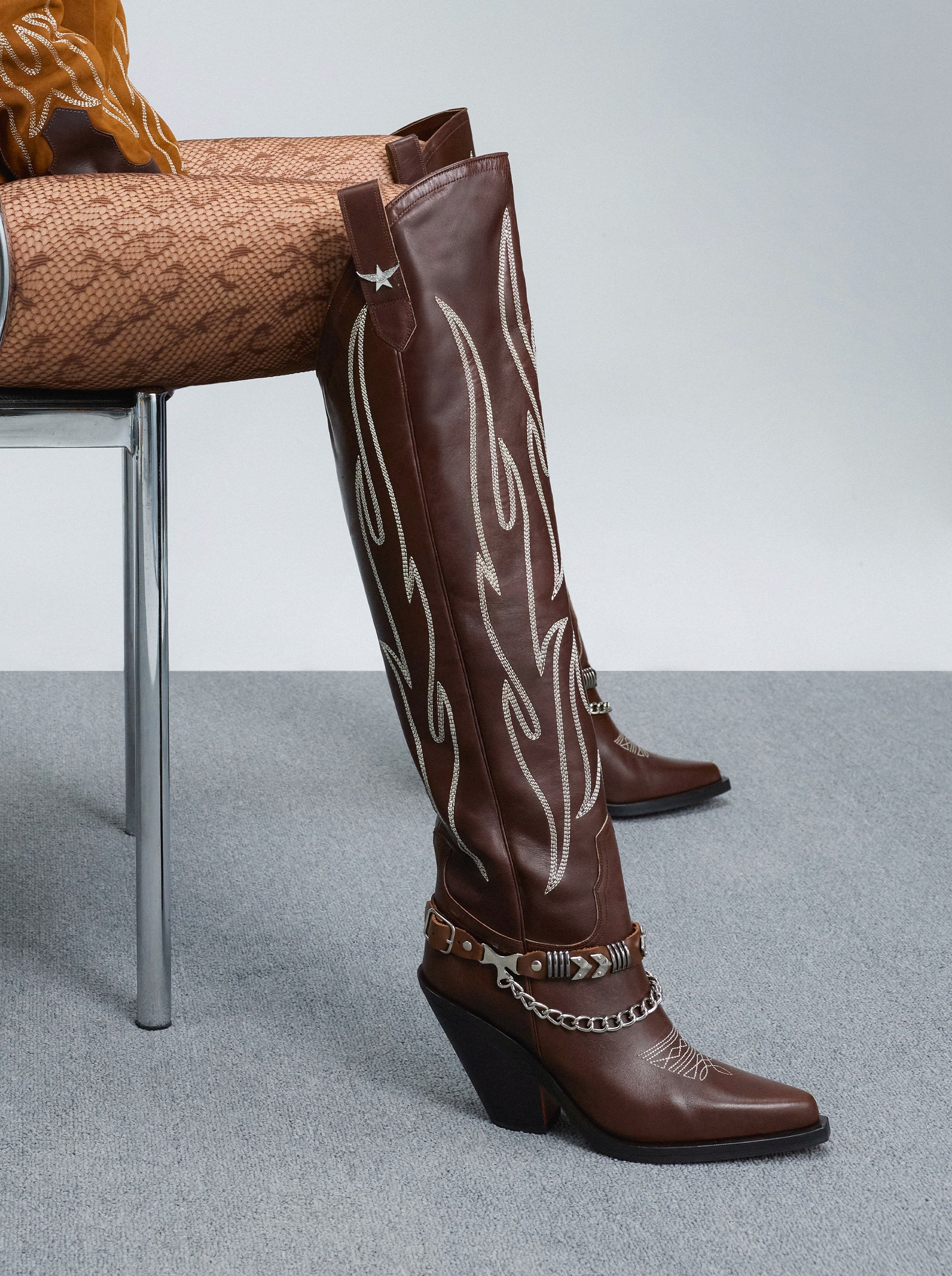 CROWN BROWN LEATHER BOOTS