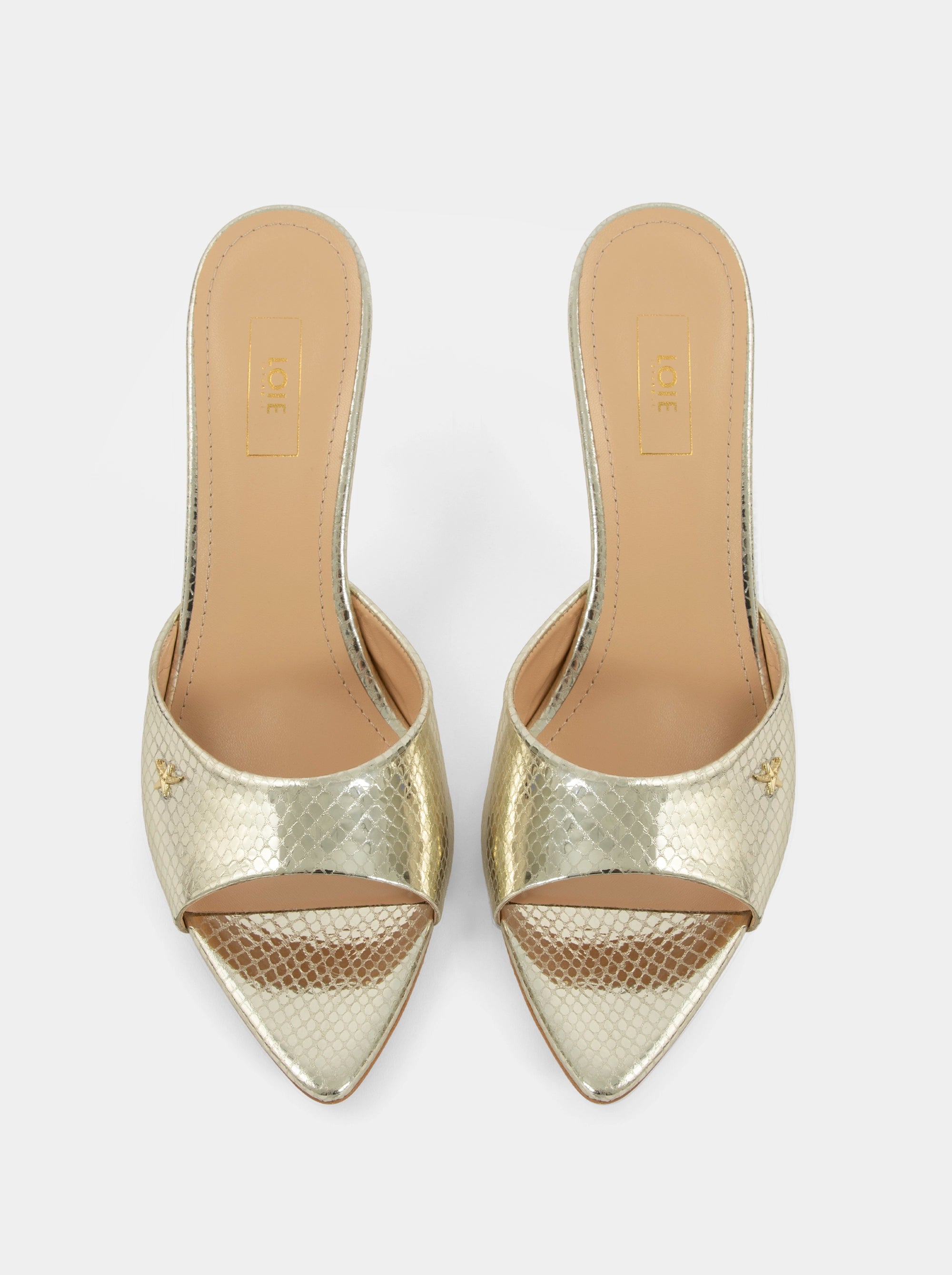 CLARA GOLD SNAKE SANDALS