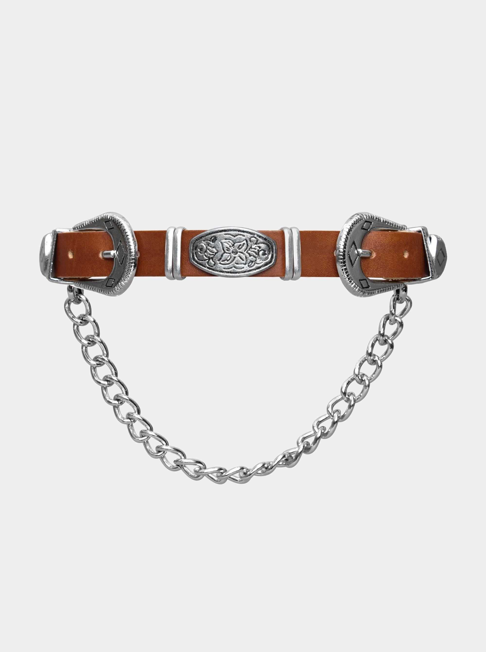 CLIPS BROWN LEATHER BELT