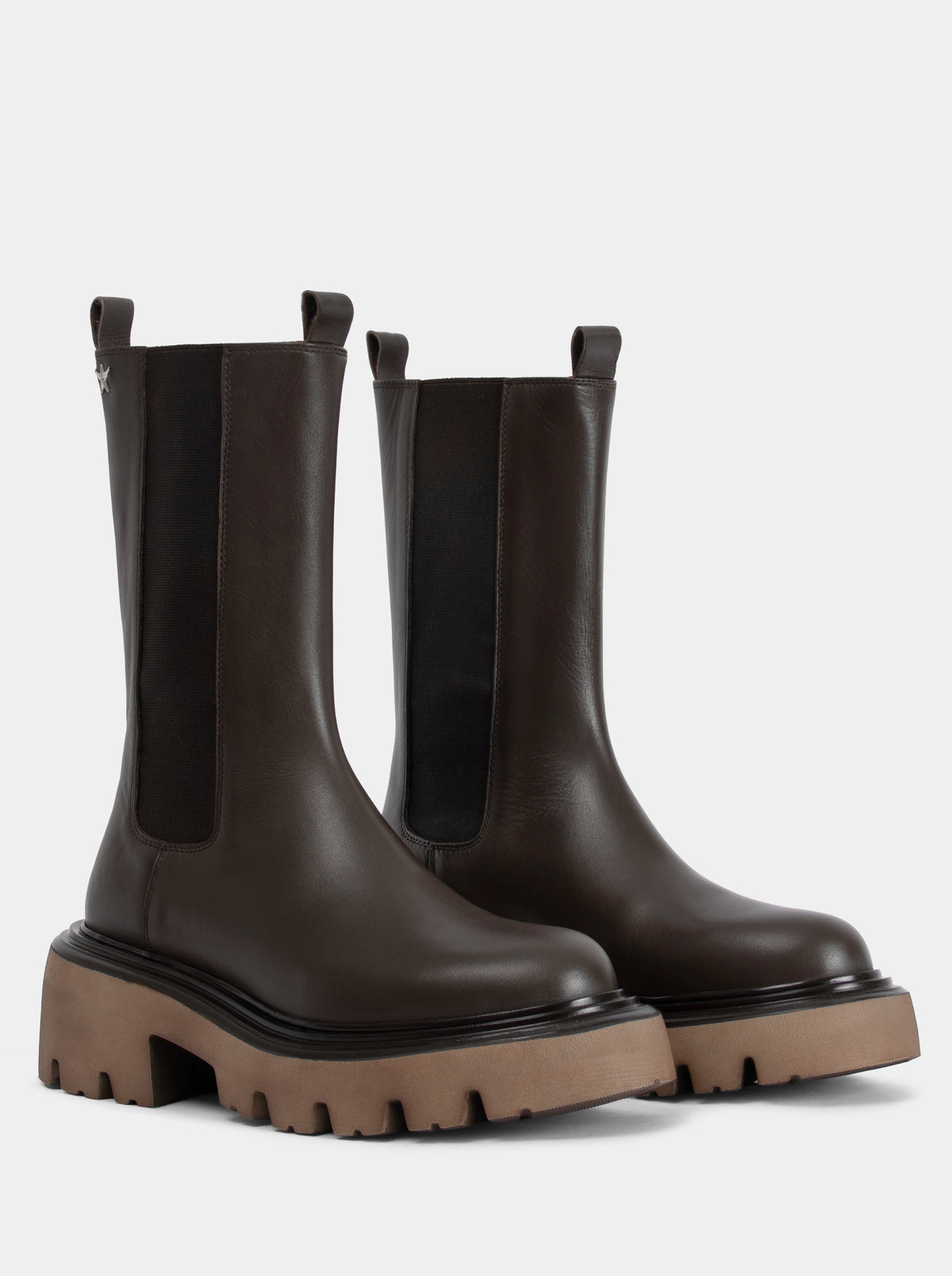 CONTAC BROWN LEATHER BOOTIES