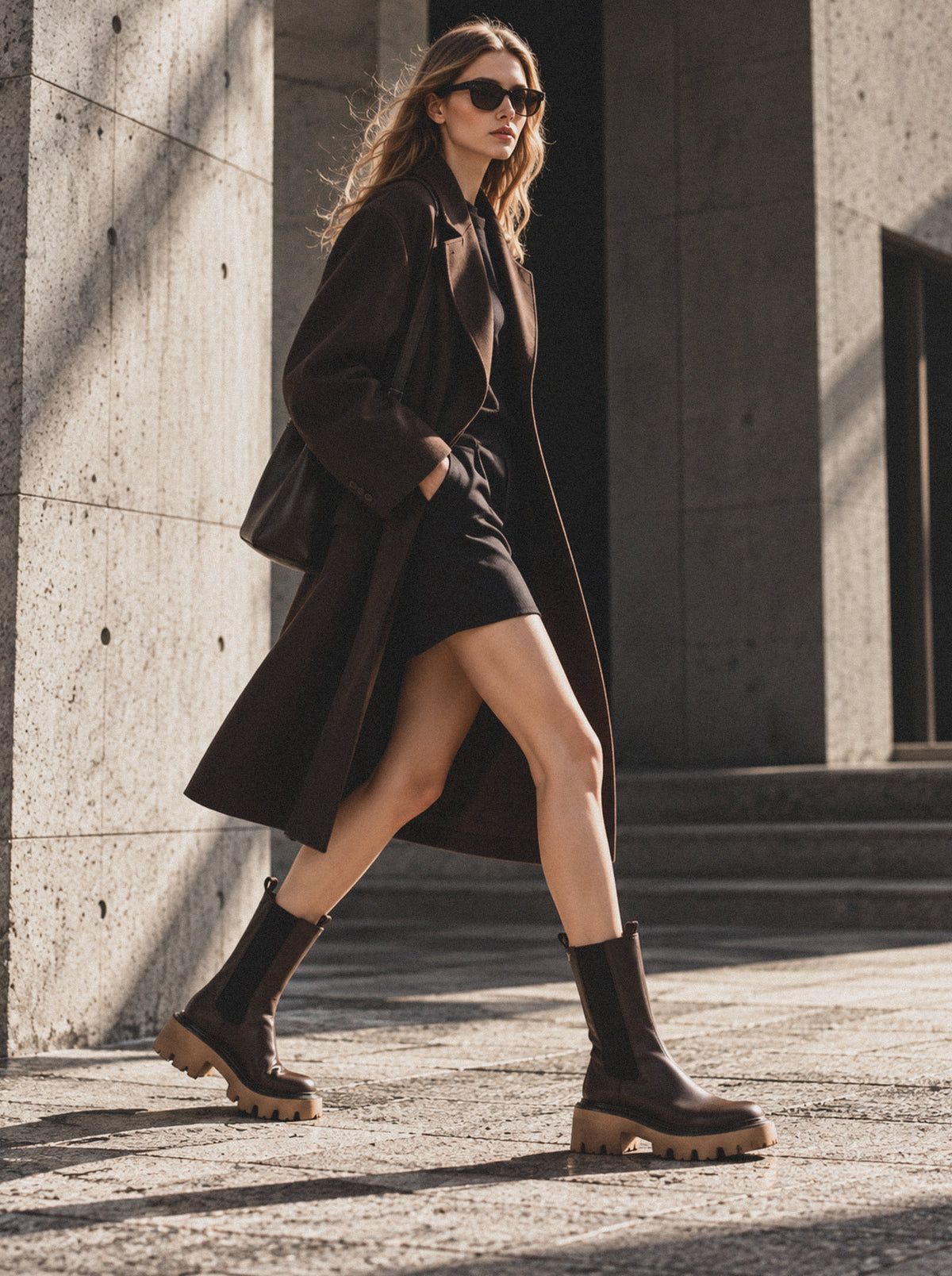 CONTAC BROWN LEATHER BOOTIES