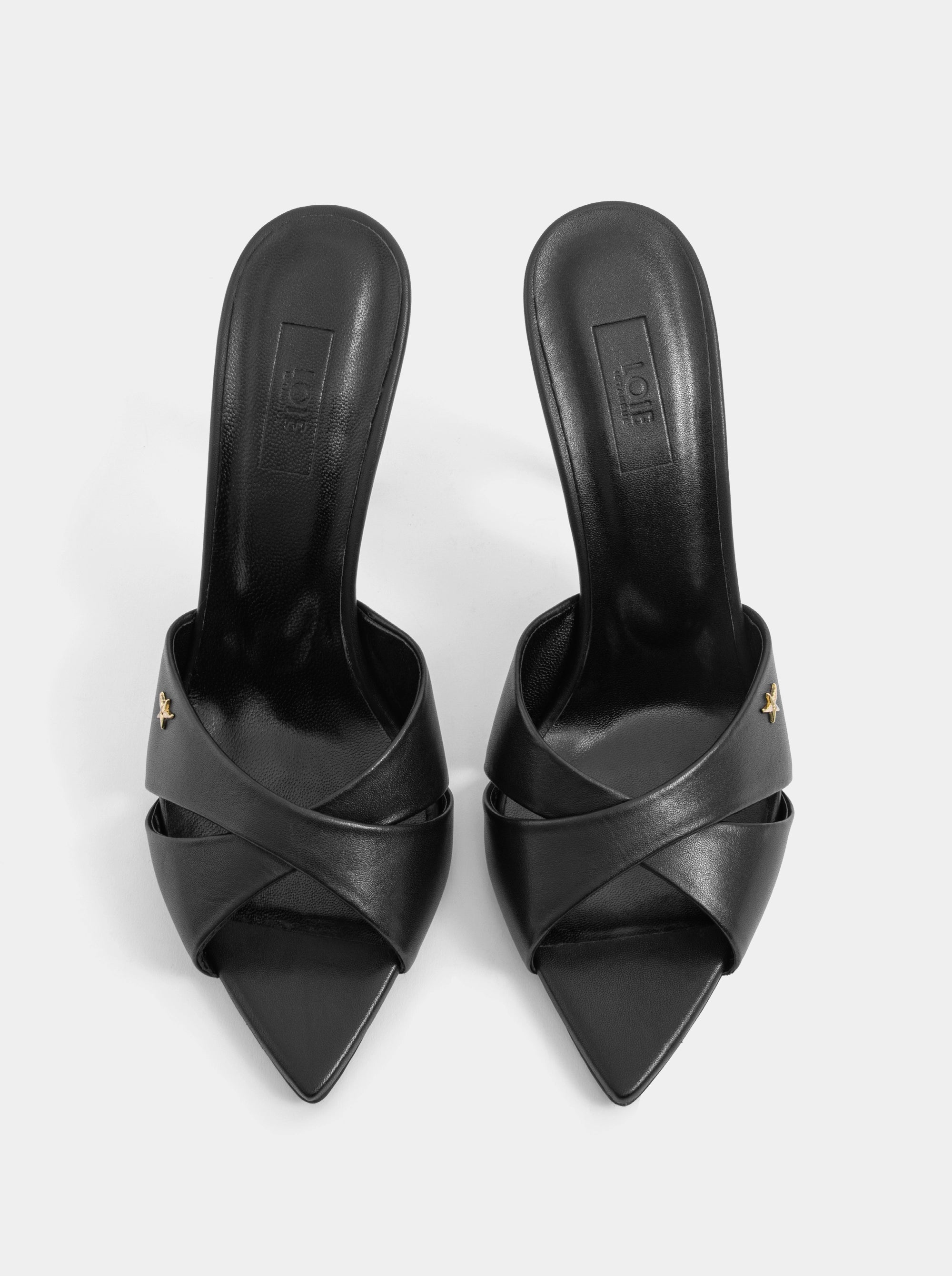 COVER BLACK LEATHER SANDALS