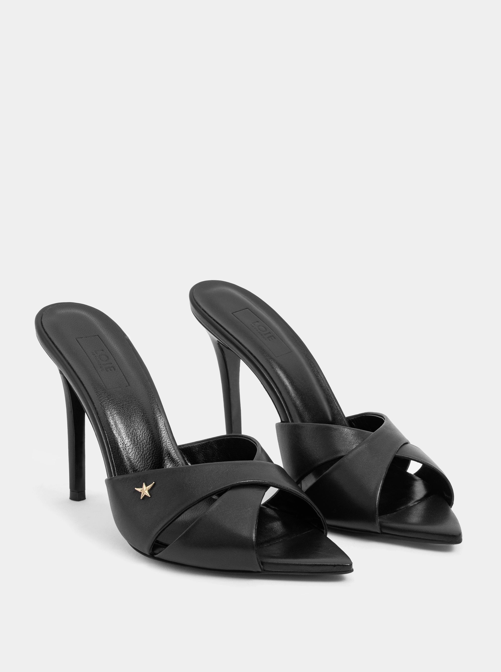 COVER BLACK LEATHER SANDALS