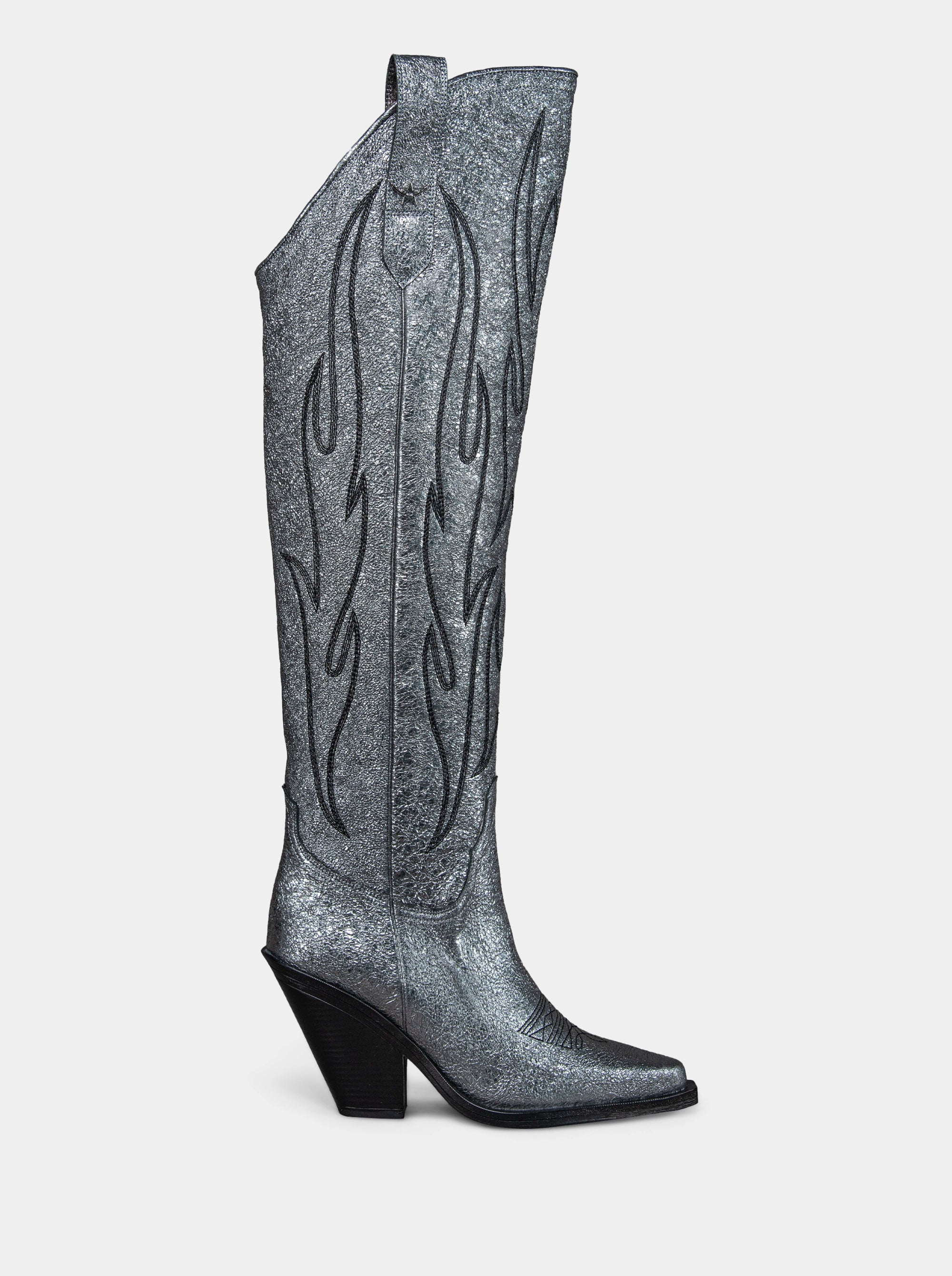 CROWN ANTHRACITE LEATHER BOOTS