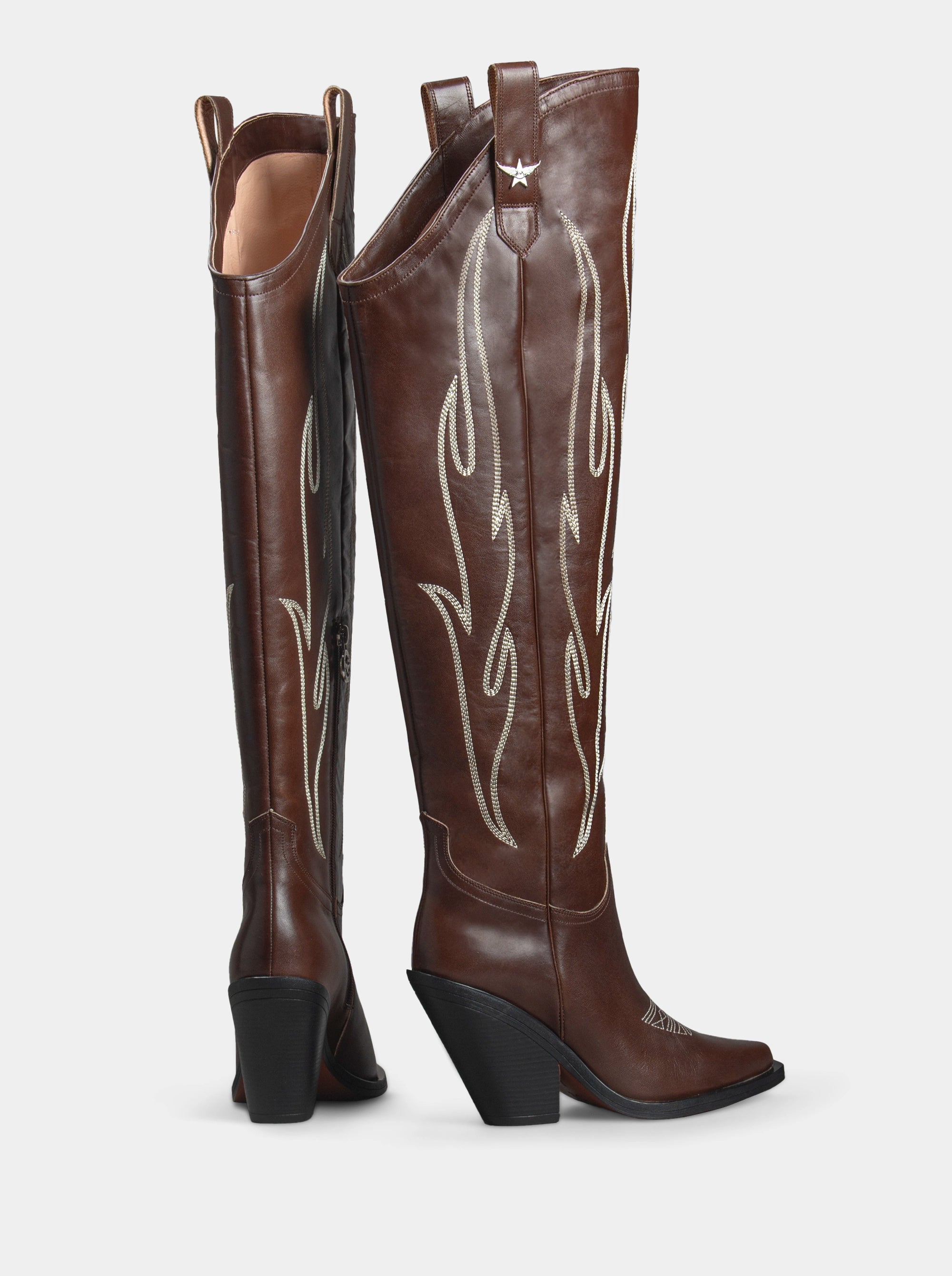 CROWN BROWN LEATHER BOOTS