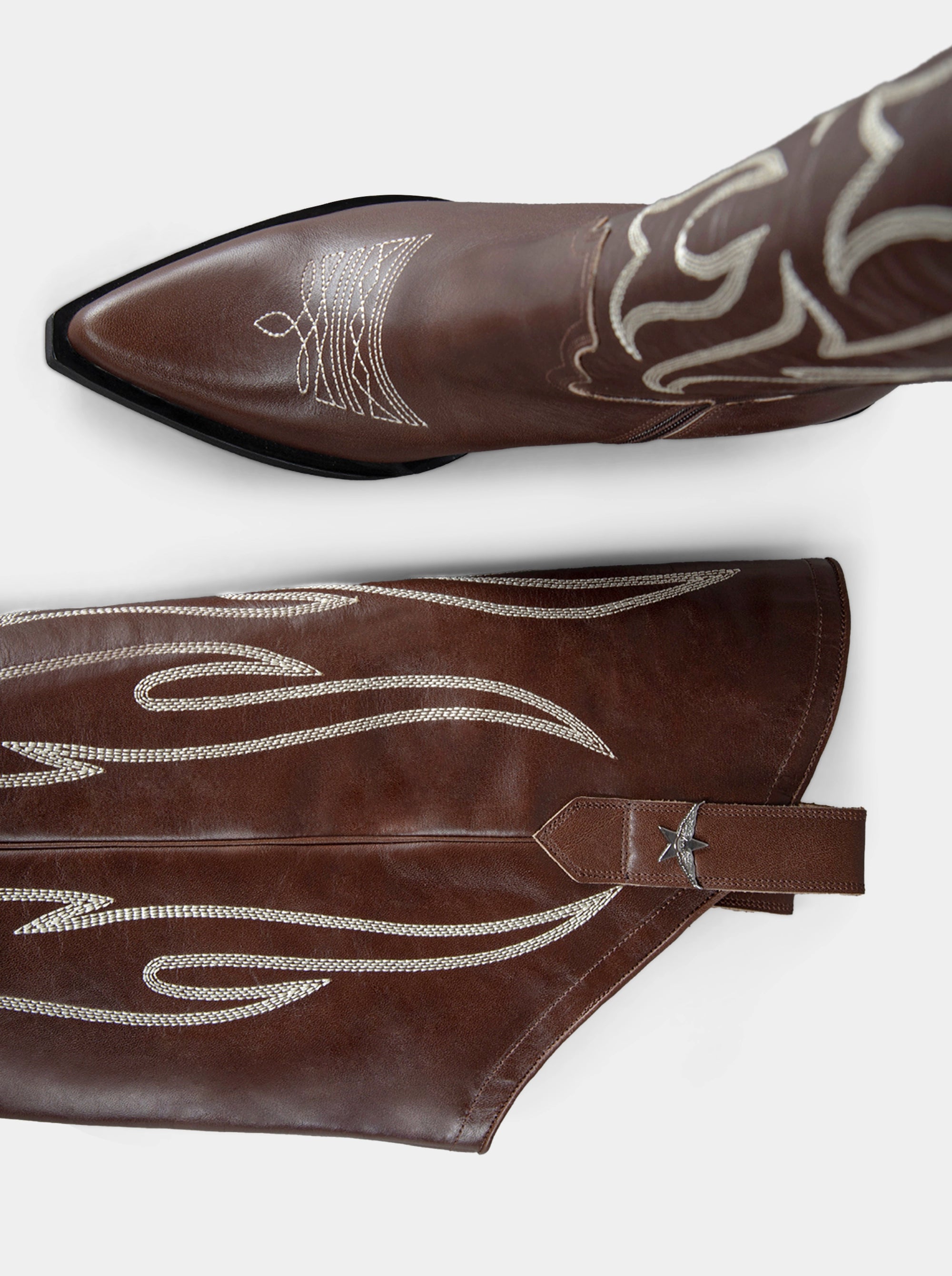 CROWN BROWN LEATHER BOOTS